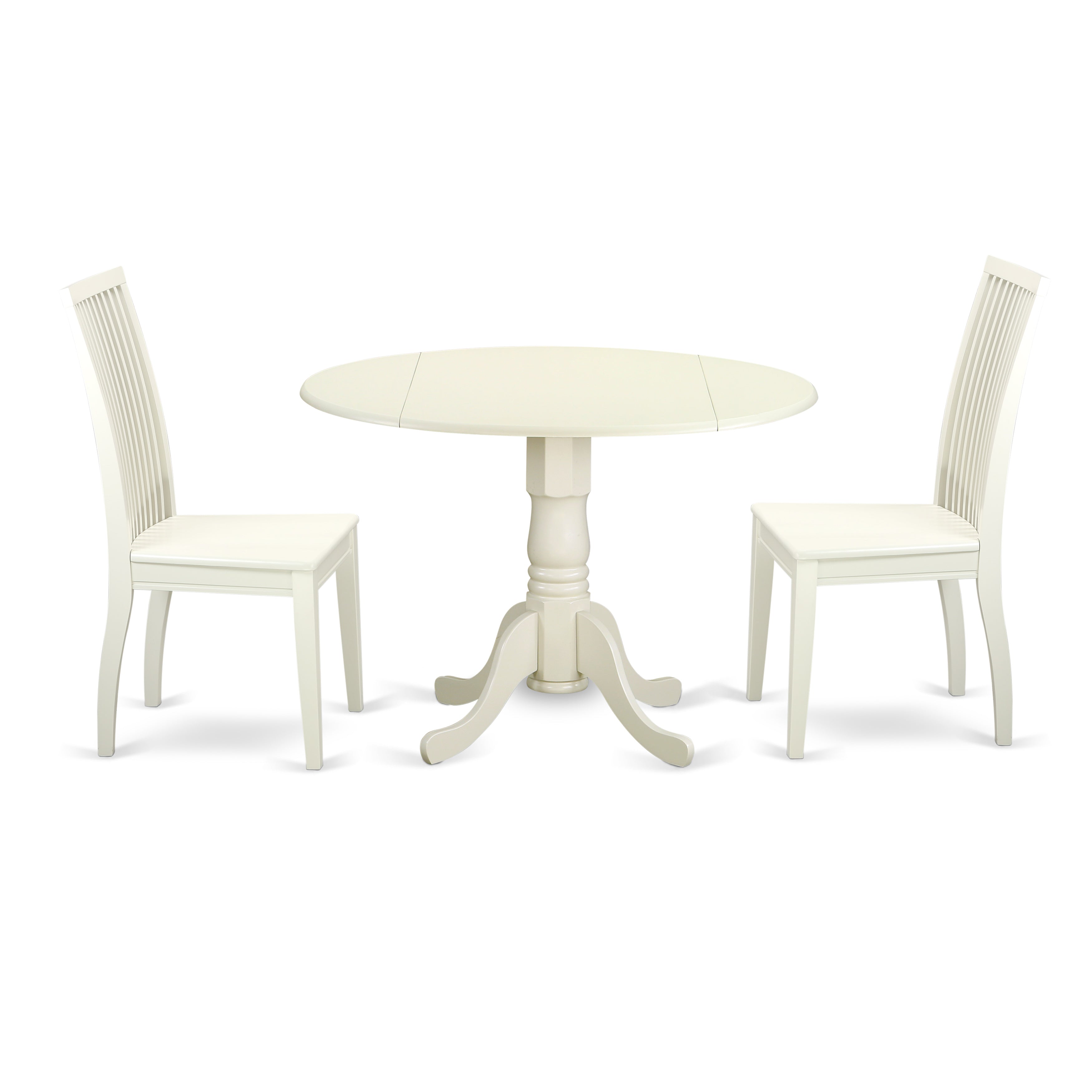 DLIP3-WHI-W 3 PC Dublin kitchen table set-Dining table and 2 wood seat kitchen chairs