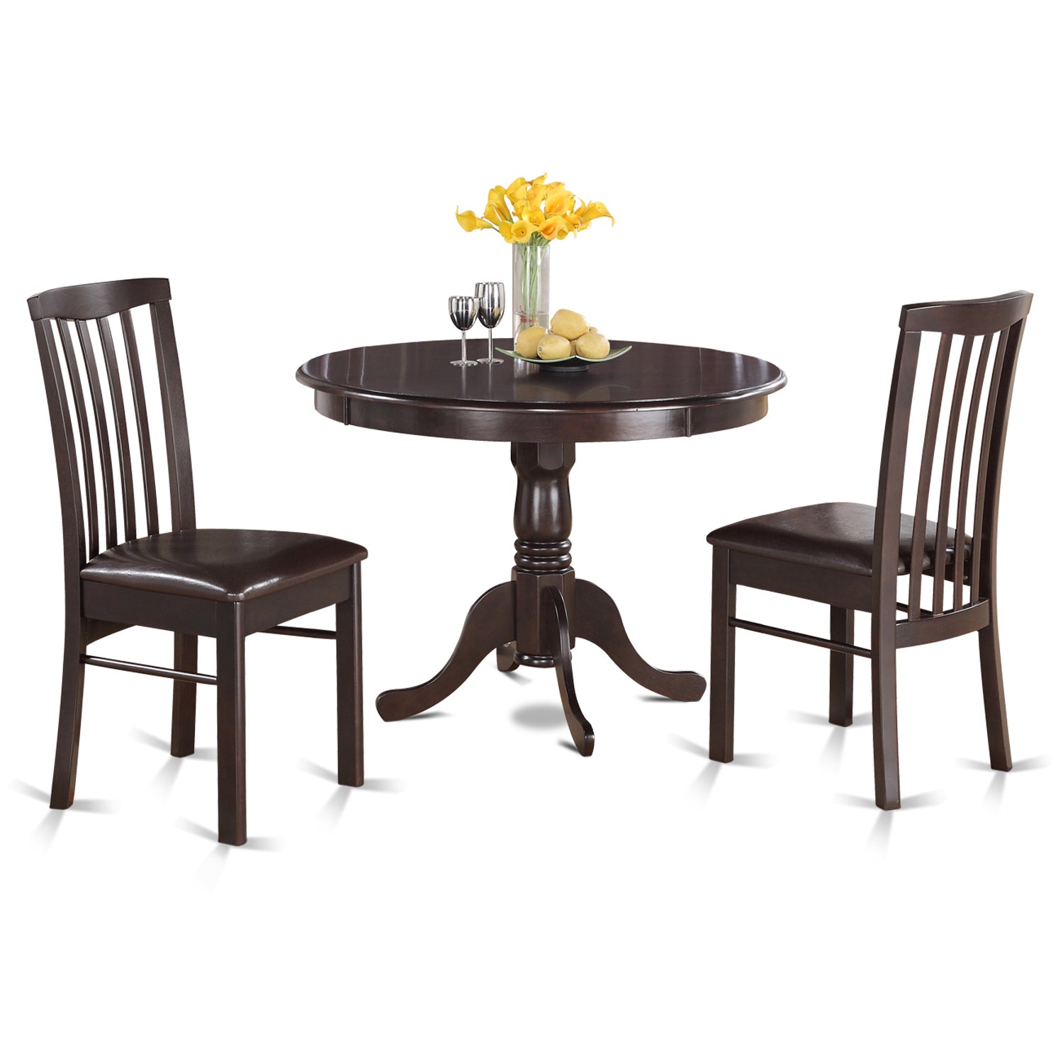 HART3-CAP-LC 3 PC Kitchen nook Dining set-round Kitchen Table- Round Table and 2 Dining Chairs