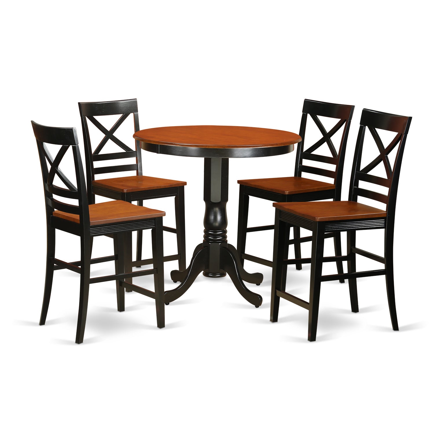 JAQU5-BLK-W 5 Pc counter height Table and chair set - high top Table and 4 counter height stool.