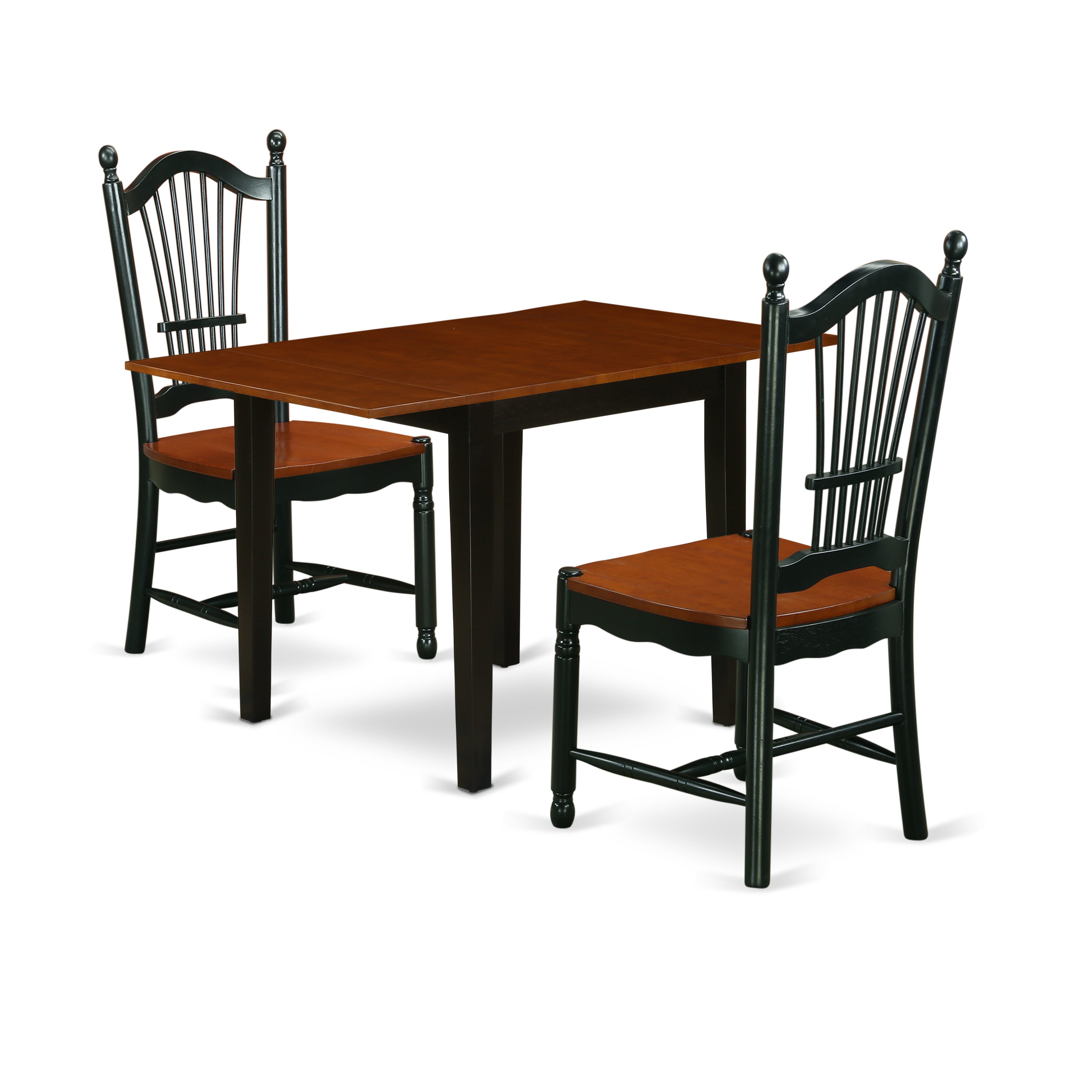 East West Furniture NDDO3-BCH-W Dining Table Set 3 Pcs- 2 Great Chairs for Dining Room and a gorgeous Dining Room Table - Cherry Finish Wooden Chair Seat - Black Finish Wooden Frame.