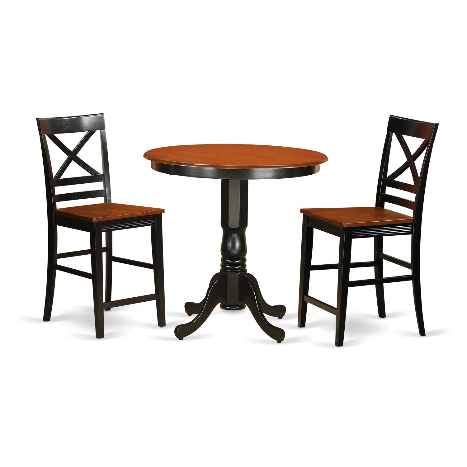 JAQU3-BLK-W 3 Pc Dining counter height set-pub Table and 2 Kitchen bar stool