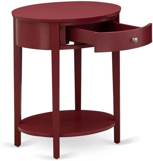 HI-13-ET Modern Solid Wood End Table w/ Drawer Burgundy Finish