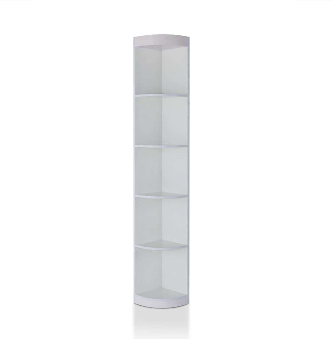 Maleena Contemporary Wood 5-Shelf Corner Bookcase in White