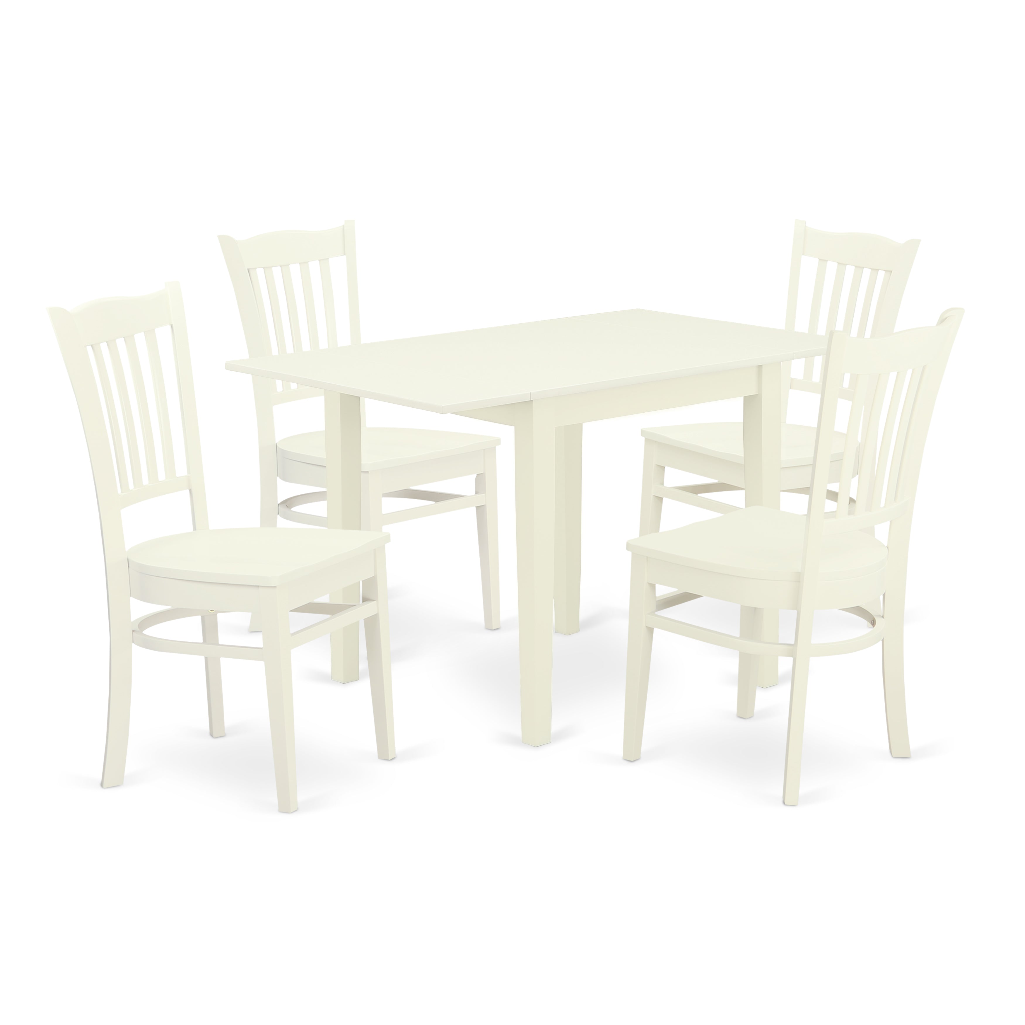 East West Furniture NDGR5-LWH-W 5Pc Dinette Set Includes a Dining Room Table and 4 Dining Room Chair with Hard Wood Seat and Slat Back, Linen White Finish
