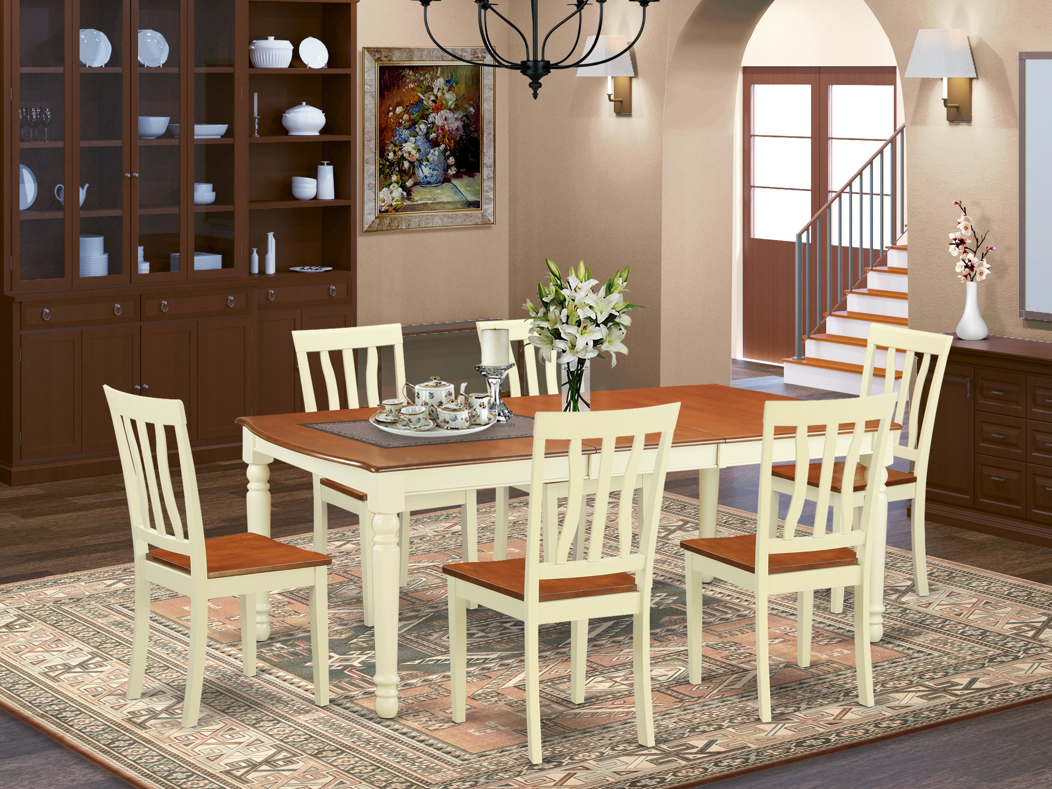 DOAN7-WHI-W 7 PC Dining room set for 6-Kitchen Table and 6 Dining Chairs