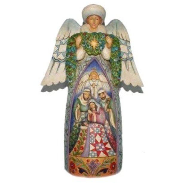 Jim Shore Winter Angel With Nativity Scene Figurine