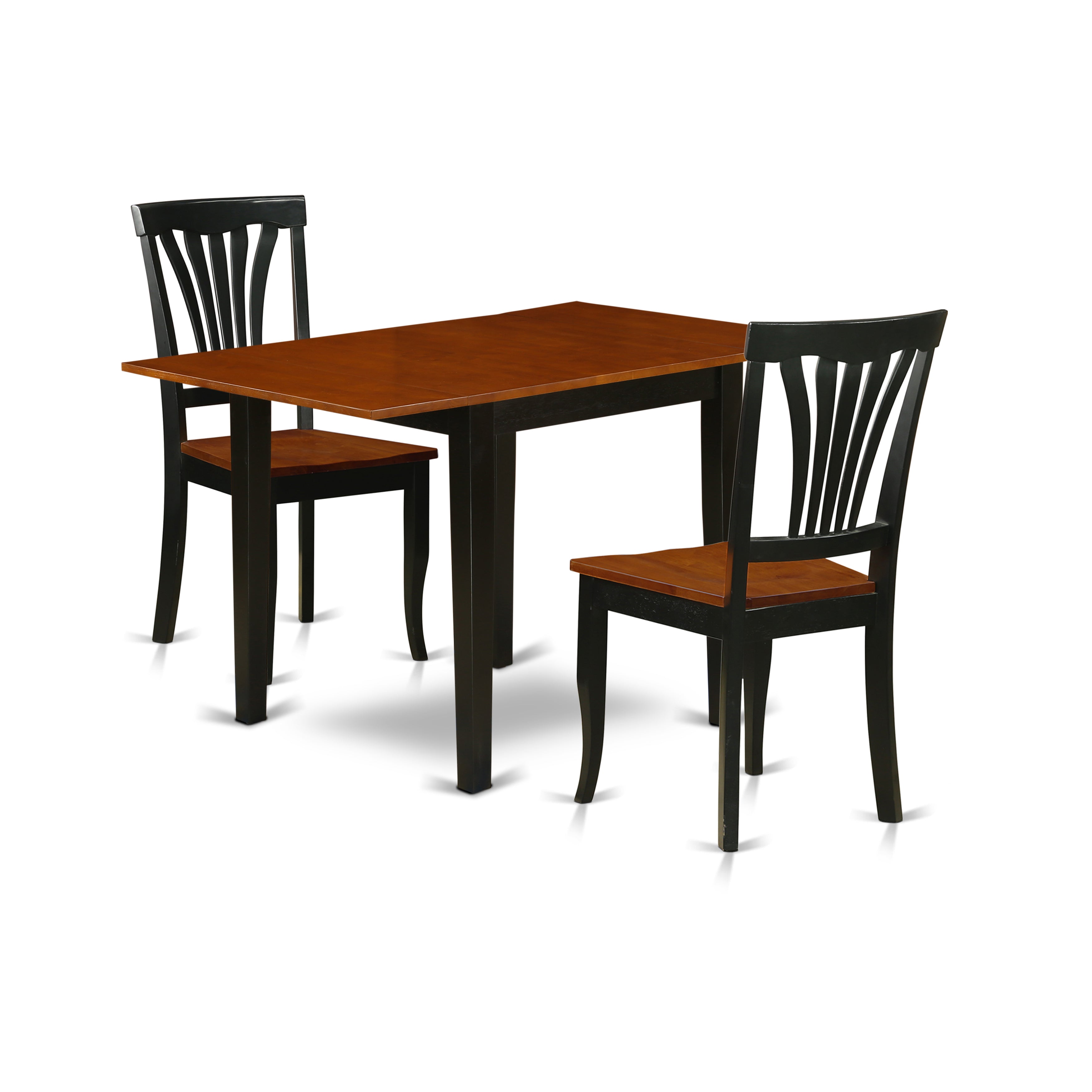 East West Furniture NDAV3-BCH-W Modern Dining Table Set 3 Pc- 2 Chairs For Dining Room and a Delightful Dining Table - Cherry Finish Wooden Chair Seat - Black Finish Hardwood Structure.