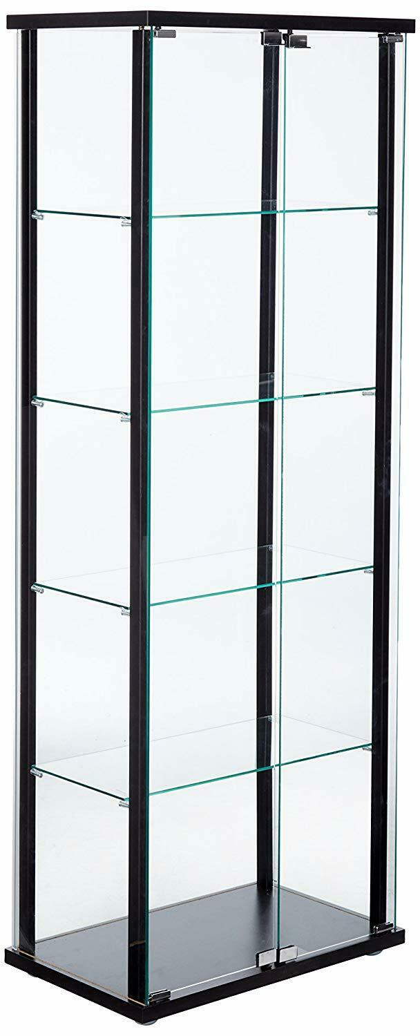 Delphinium 5-shelf Glass Curio Cabinet Black and Clear
