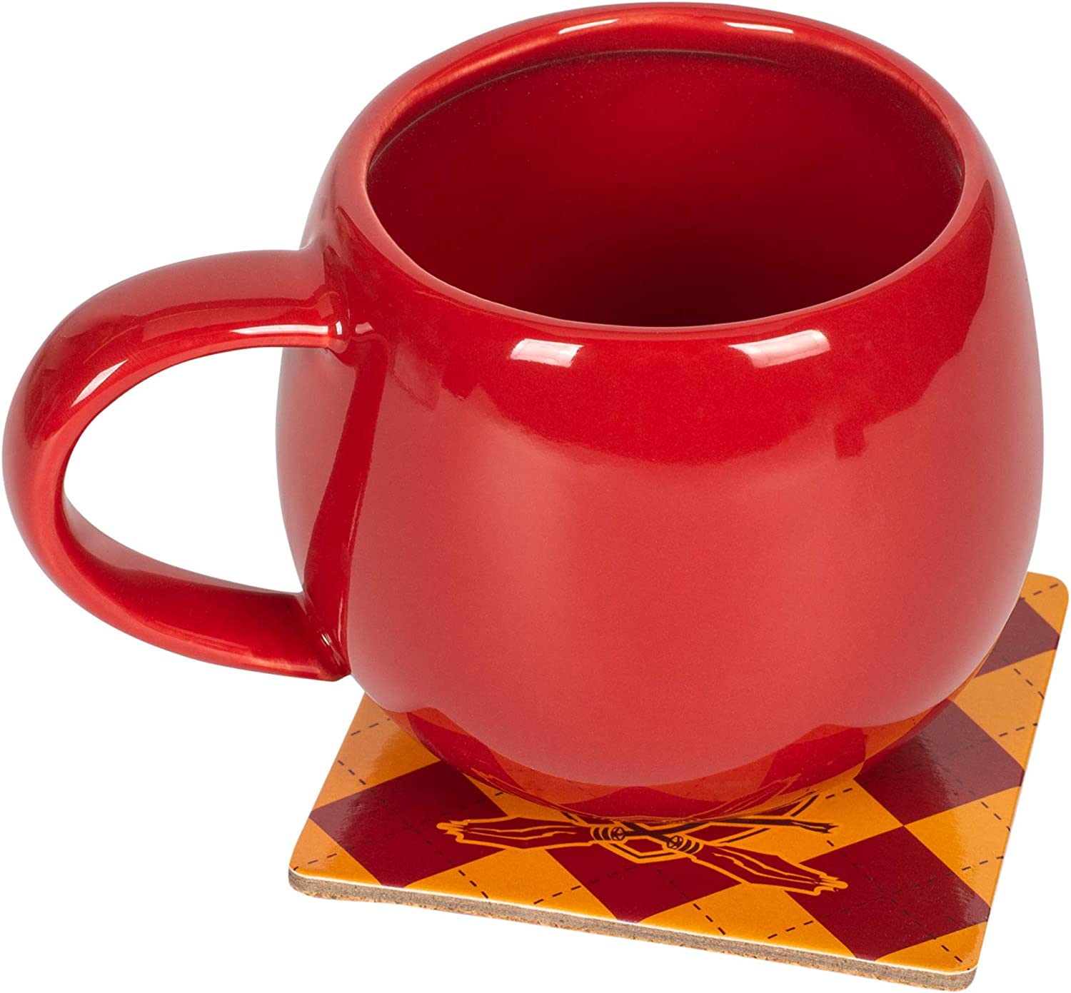 Gryffindor Crest Red and Gold 16 ounce Glossy Ceramic Mug and Coaster Set