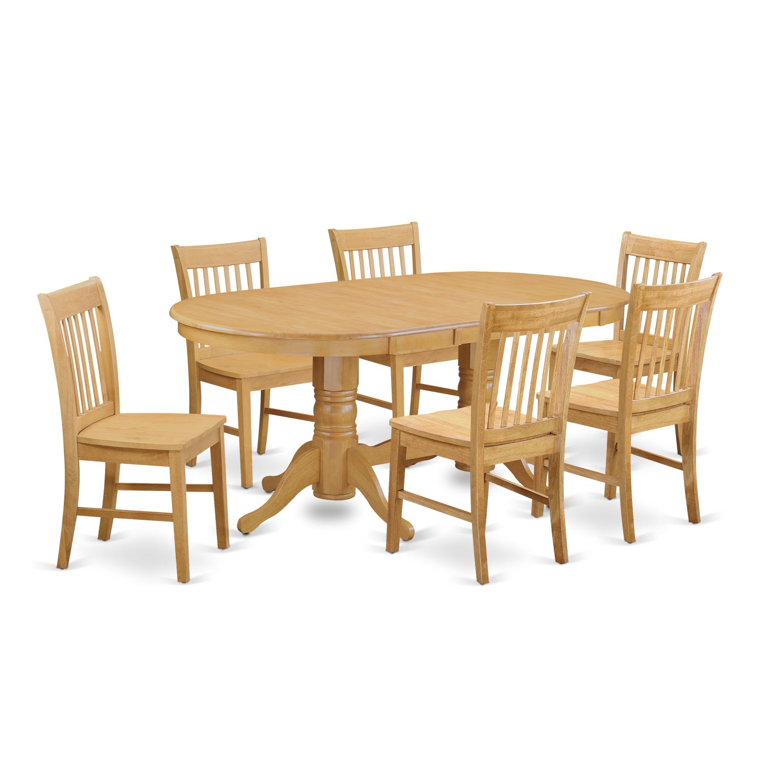 VANO7-OAK-W 7 Pc Table and Chairs set - Kitchen Table and 6 Dining Chairs