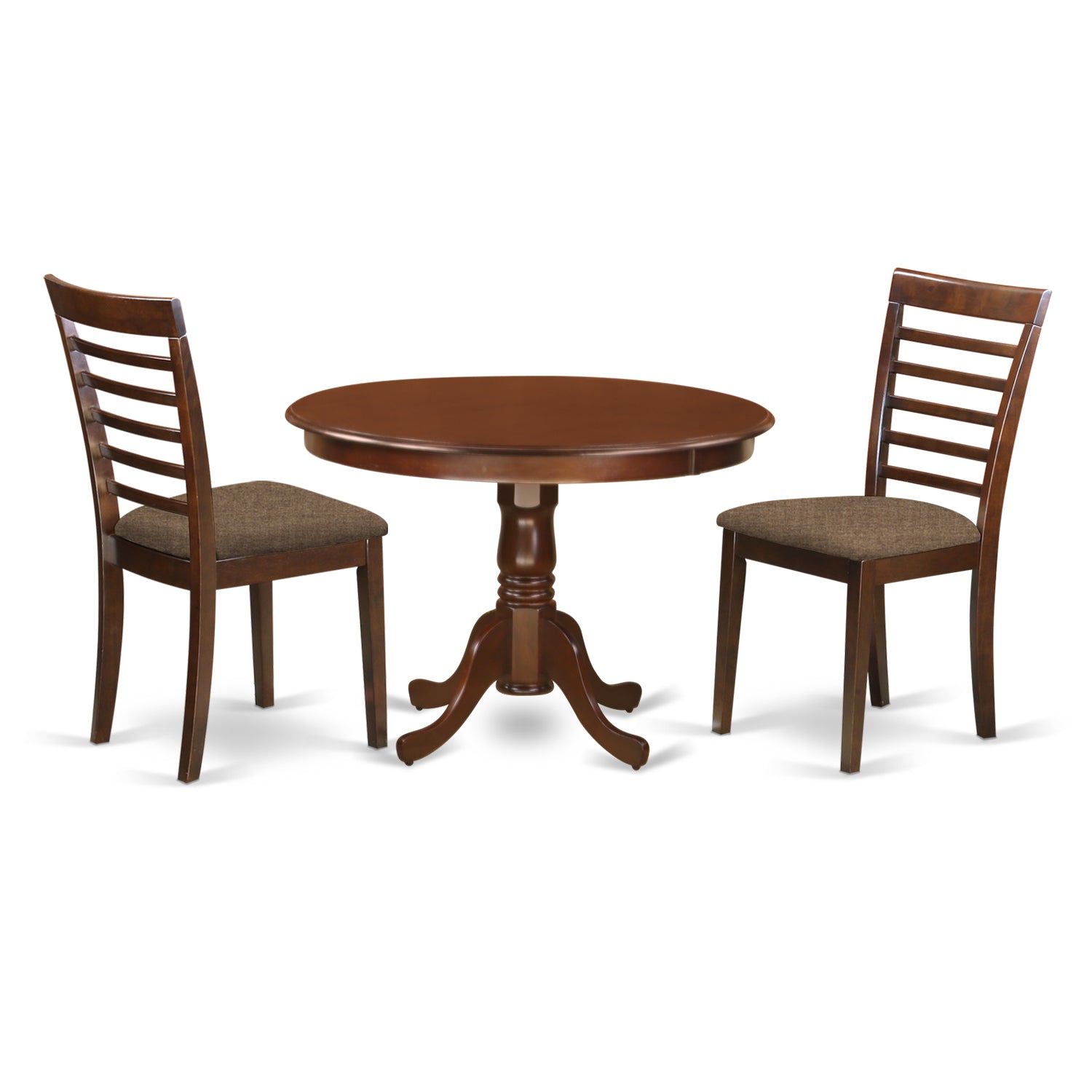 HLML3-MAH-C 3 Pc set with a Kitchen Table and 2 Microfiber Seat Dinette Kitchen Chairs in Mahogany