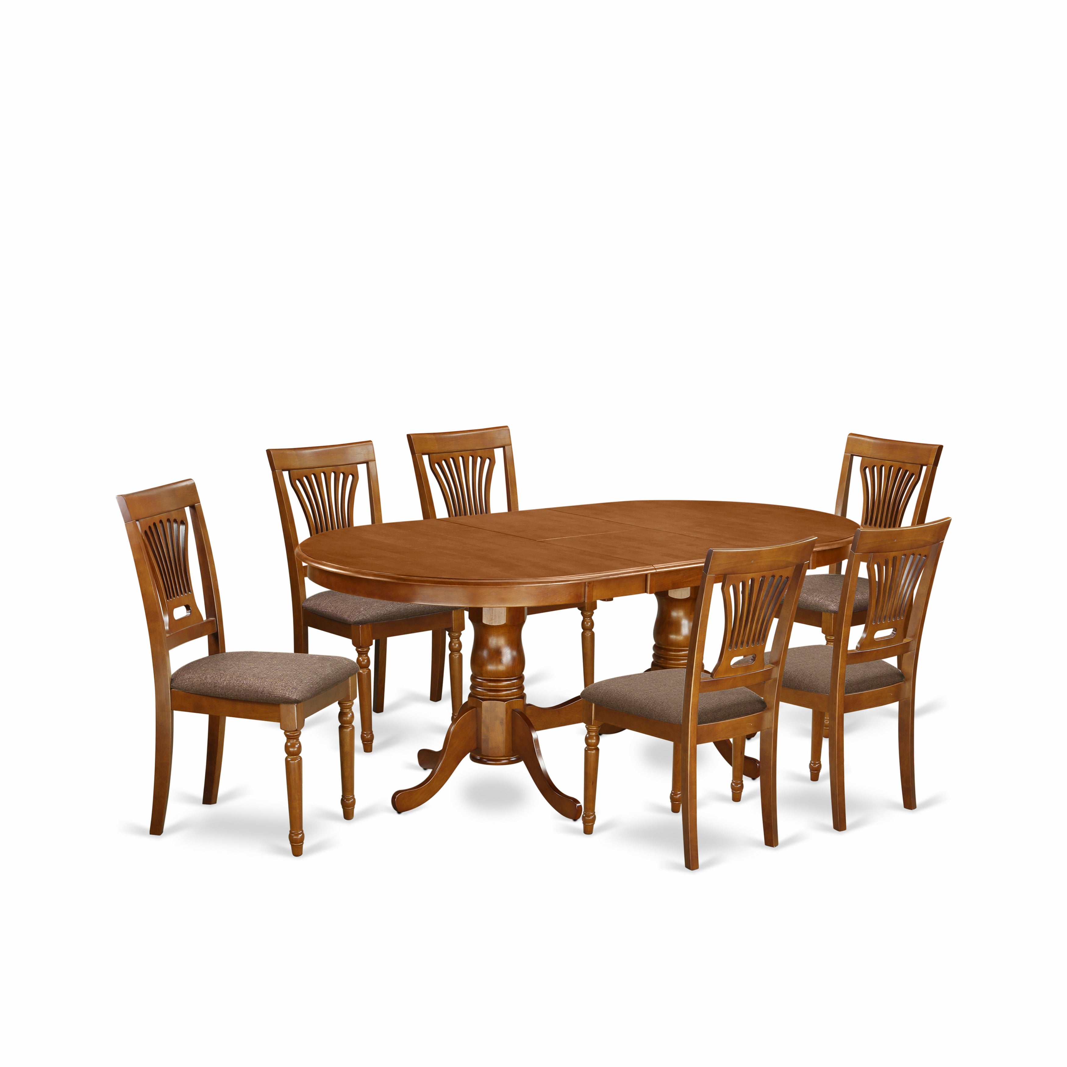 PLAI7-SBR-C 7 PC Dining room set for 6-Dining Table with 6 Dining Chairs