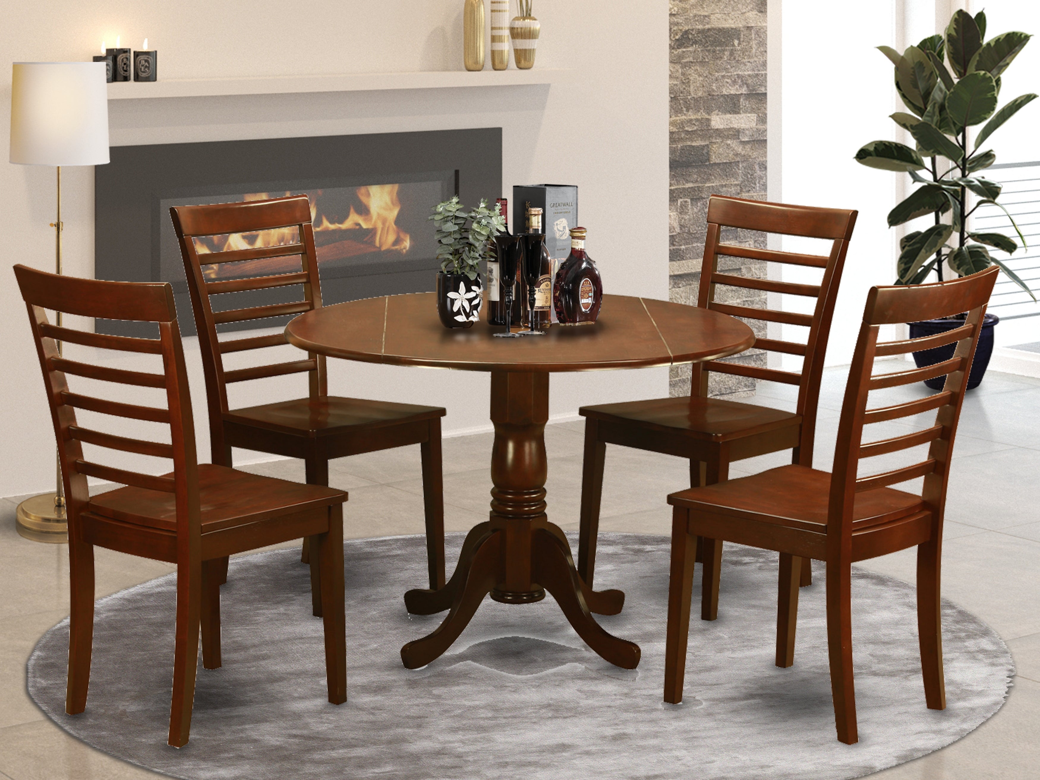 DLML5-MAH-W 5 Pc small Kitchen Table and Chairs set-Kitchen Table and 4 dinette Chairs