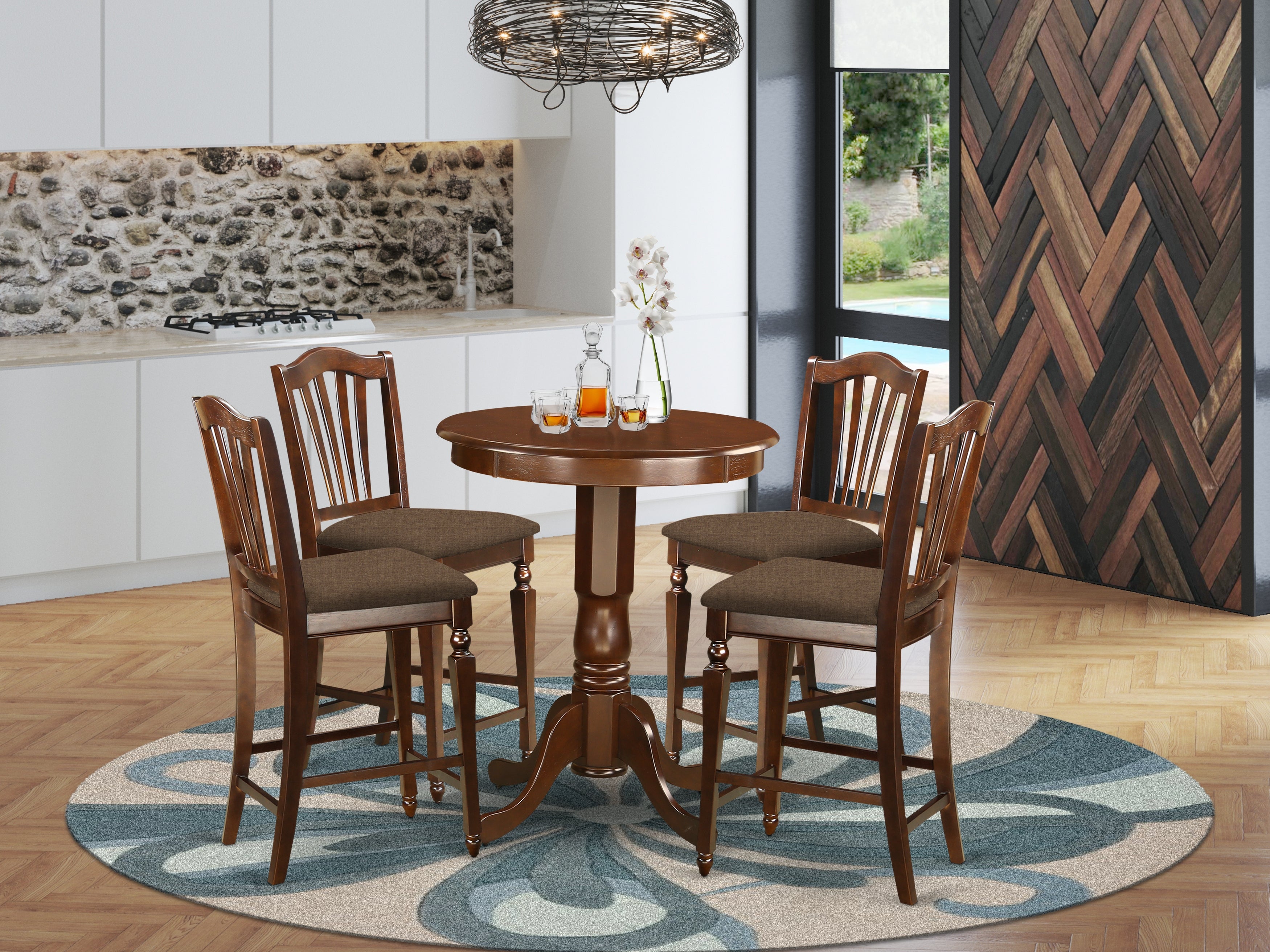 EDCH5-MAH-C 5 PC counter height set - high Table and 4 Dining Chairs.