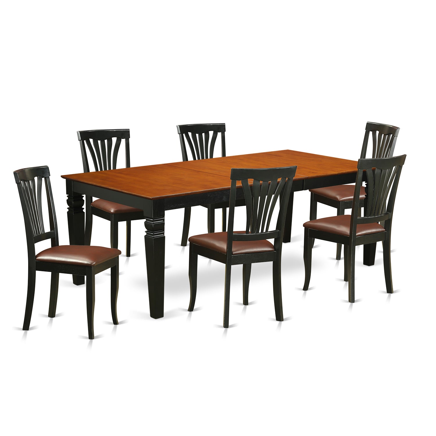 LGAV7-BCH-LC 7 PcTable and chair set with a Table and 6 Dining Chairs in Black and Cherry