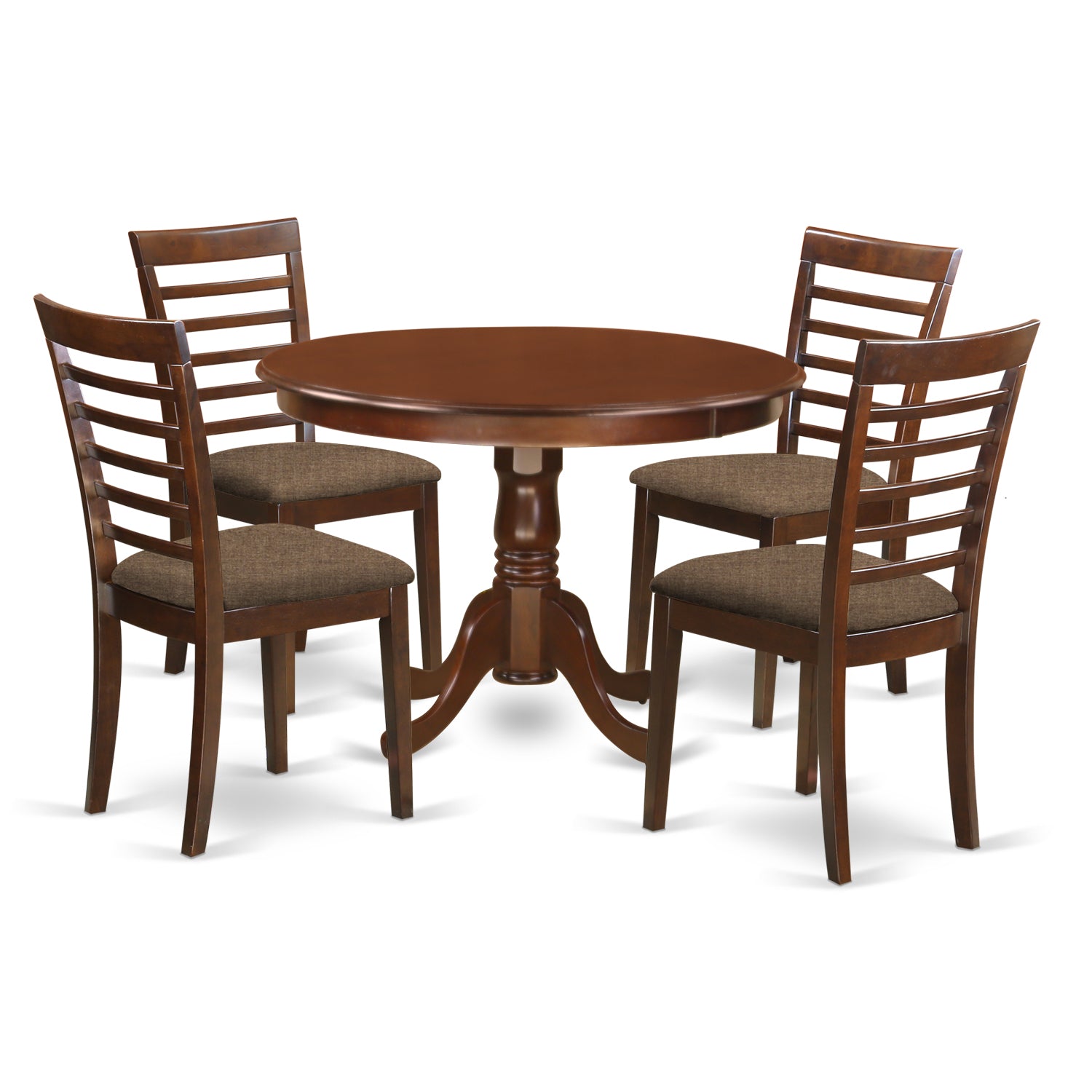 HLML5-MAH-C 5 Pc set with a Kitchen Table and 4 Kitchen Chairs in Mahogany