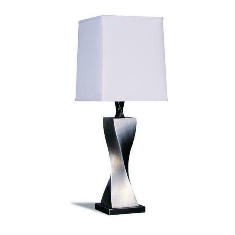 Contemporary Antique Twist Base Silver Table Lamp, Set of Two 1497