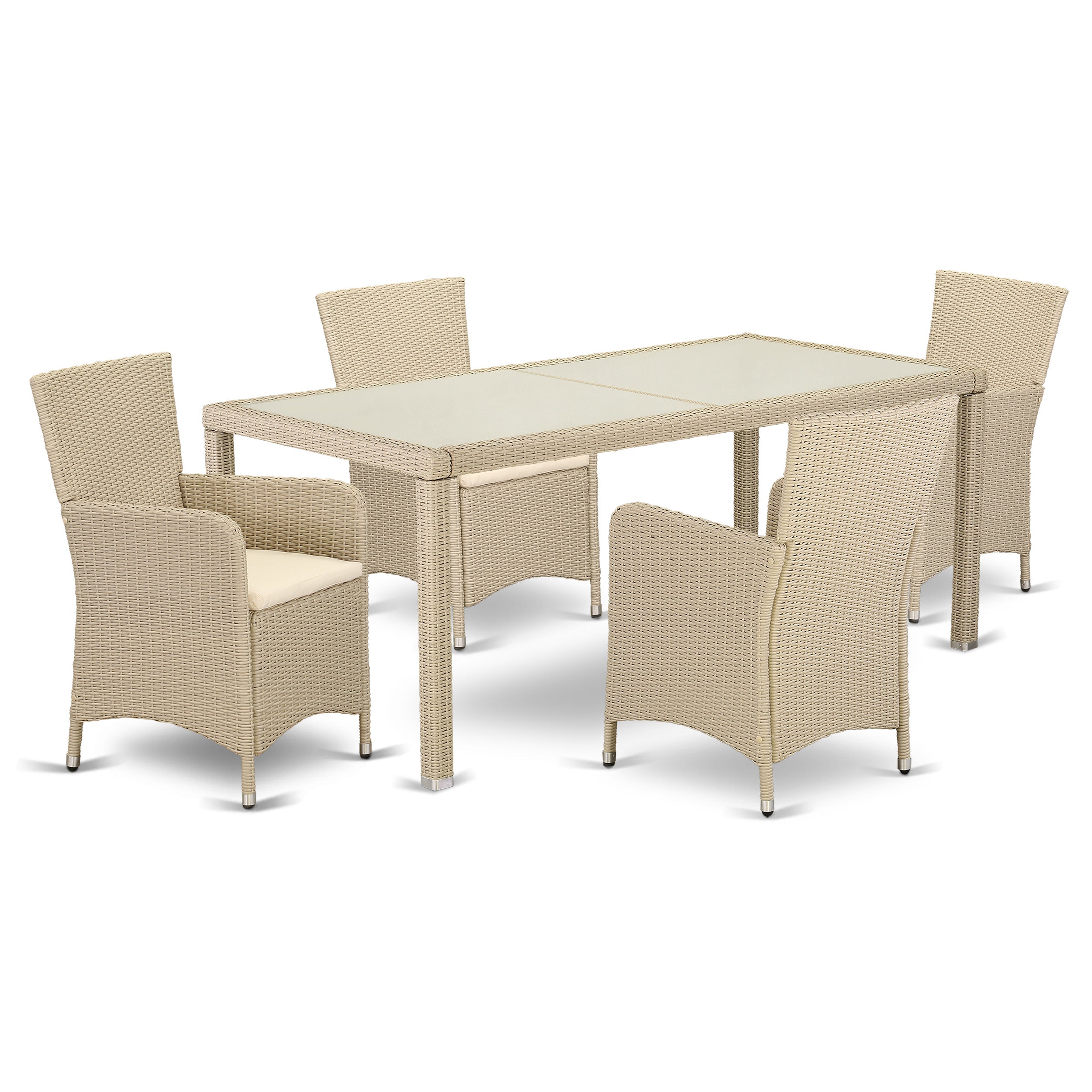 LULU5-53V 5 pc Back yard Wicker Dining Set for 4 in Cream Finish