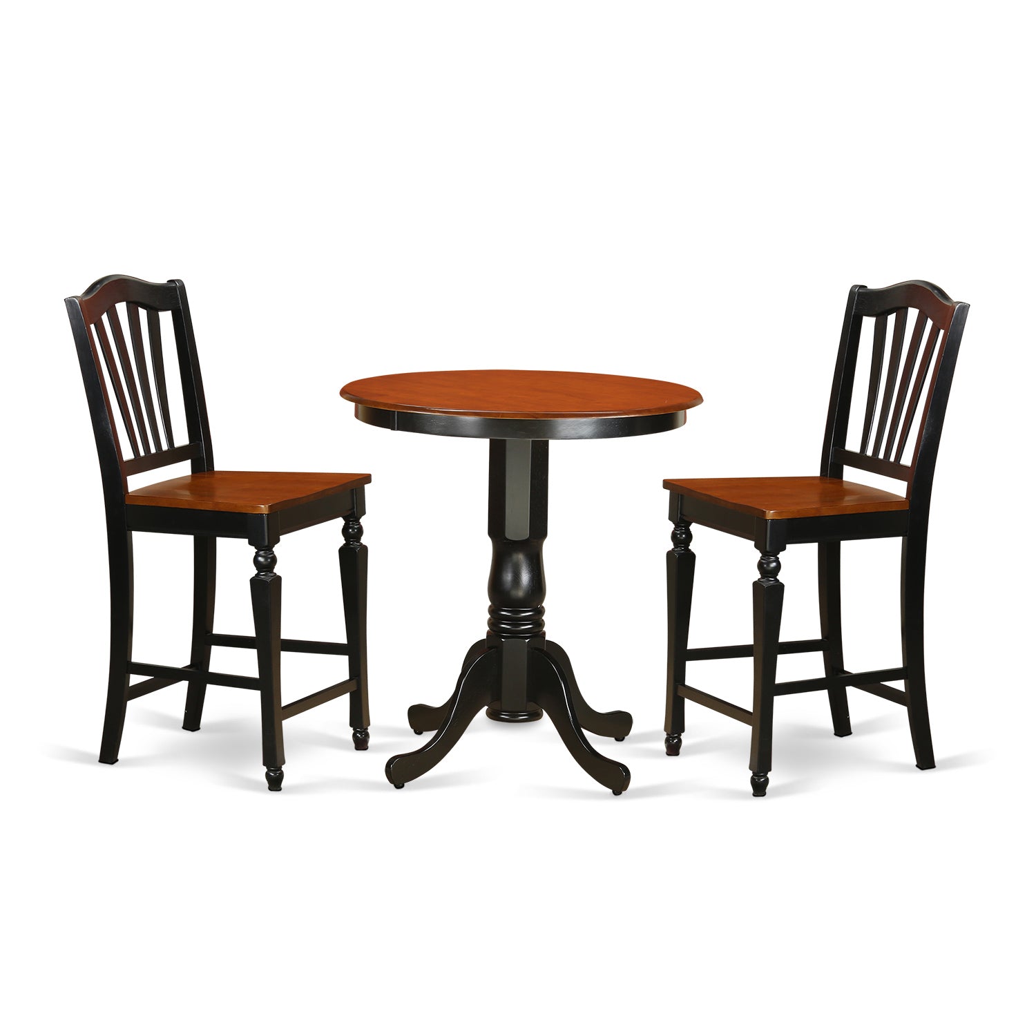 EDCH3-BLK-W 3 Pc Dining counter height set - high top Table and 2 counter height stool.