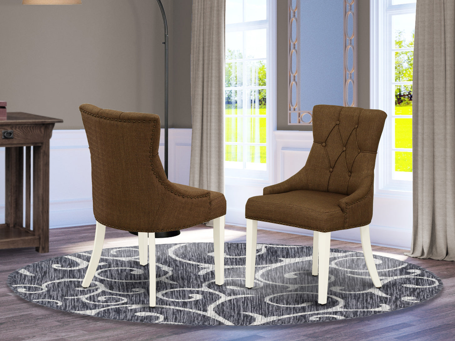 FRP2T18 Friona Parson Chair With Linen White Leg And Linen Fabric