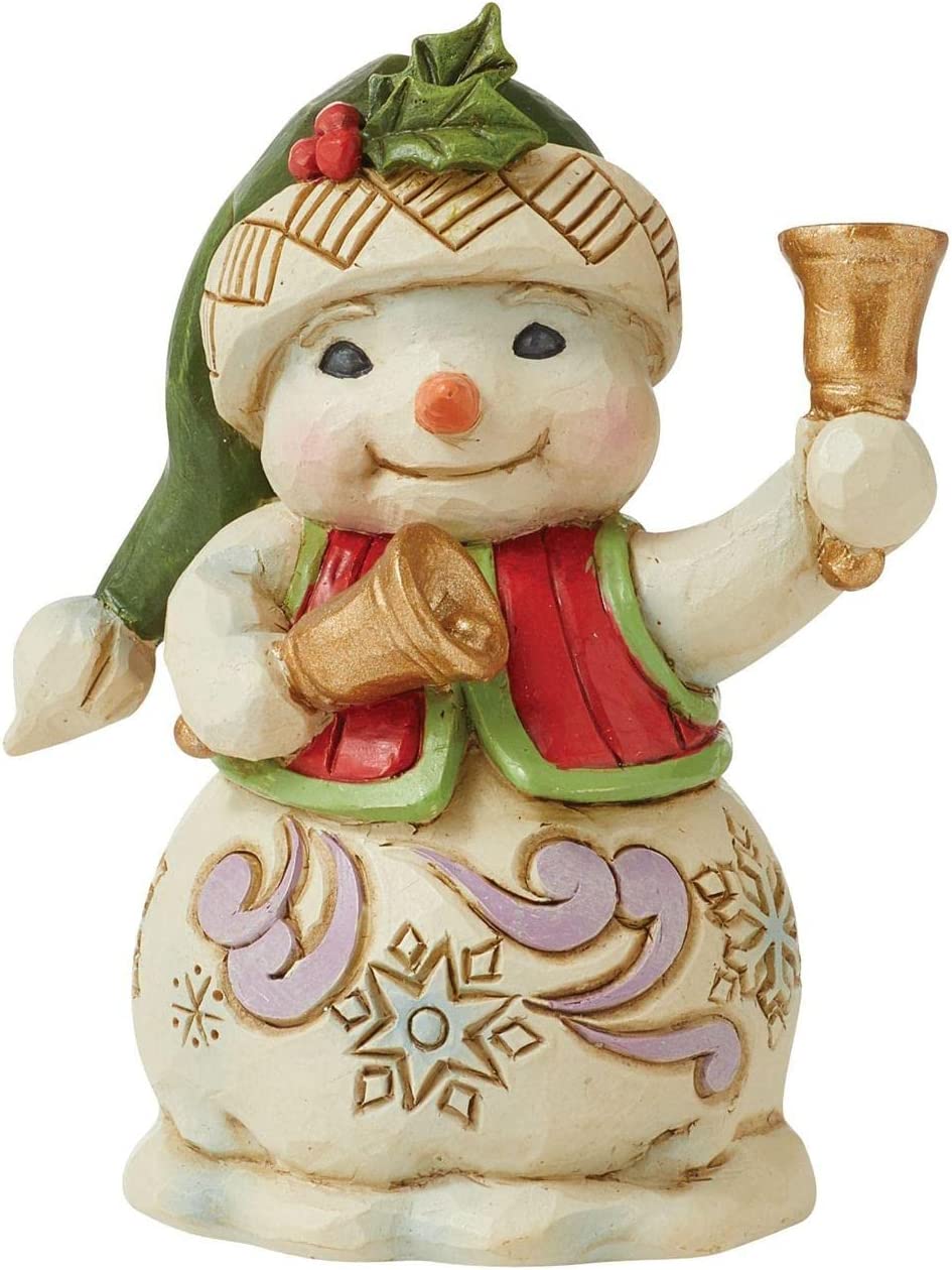 Enesco Jim Shore Miniature White Snowman with Bells Figurine