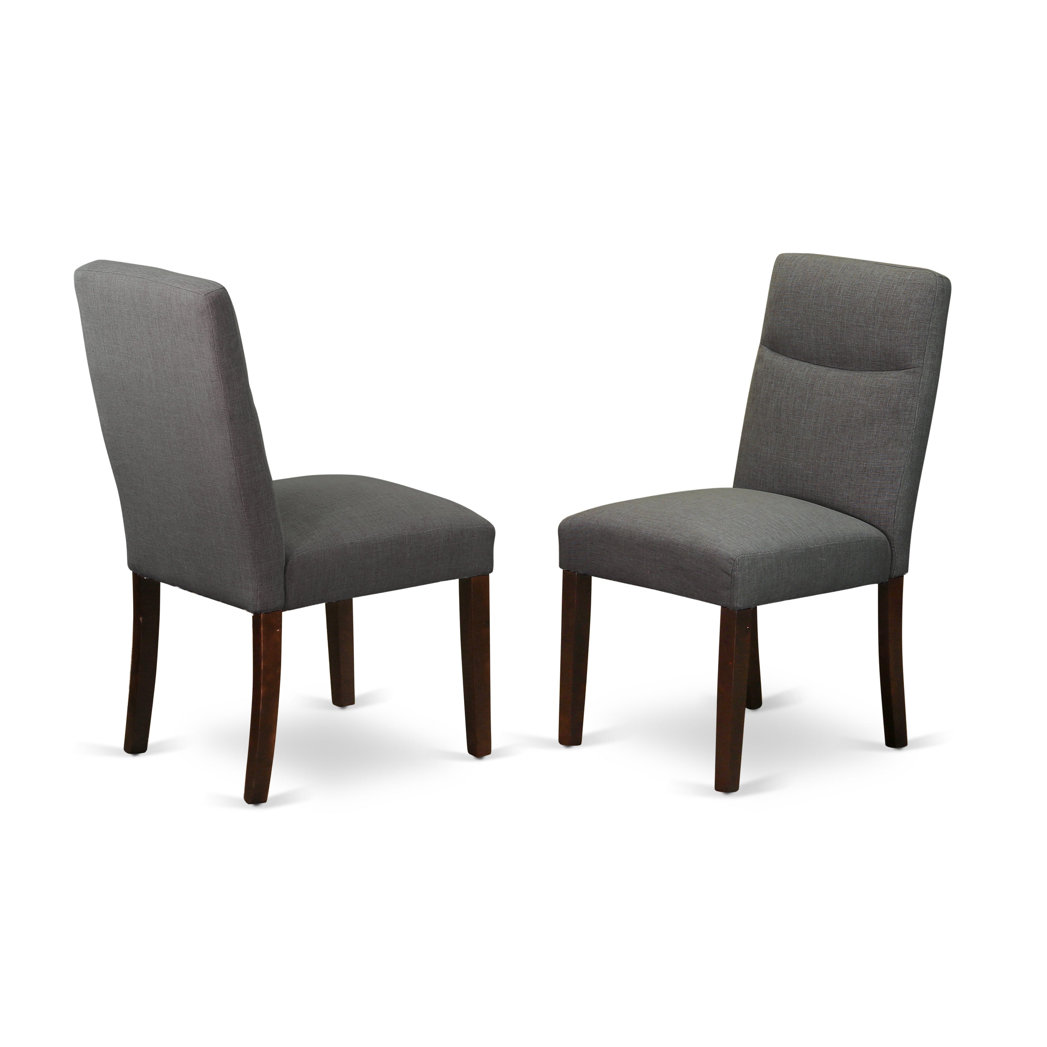 East West Furniture MZBE5-MAH-06 5Pc Dinette Set Offers a Small Dining Table and 4 Parson Dining Chairs with Shitake Color Linen Fabric, Drop Leaf Table with Full Back Chairs, Mahogany Finish