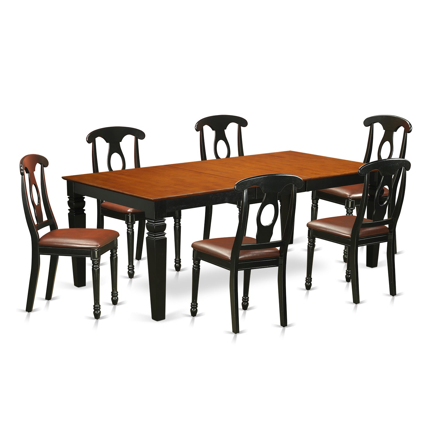 LGKE7-BCH-LC 7 PcKitchen Table set with a Table and 6 Dining Chairs in Black and Cherry