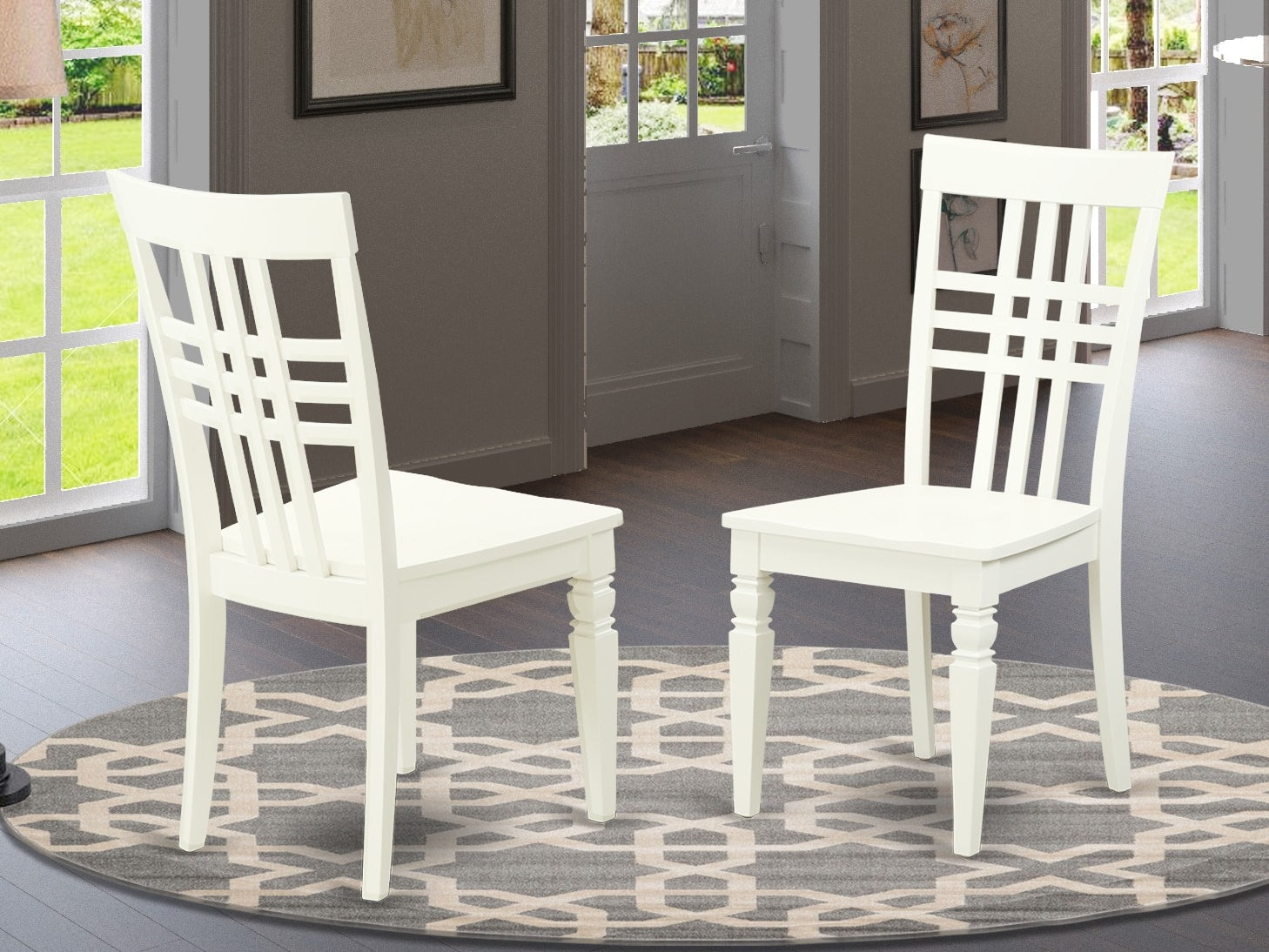 LGC-LWH-W Logan Dining Chair with Wood Seat - Linen White Finish.