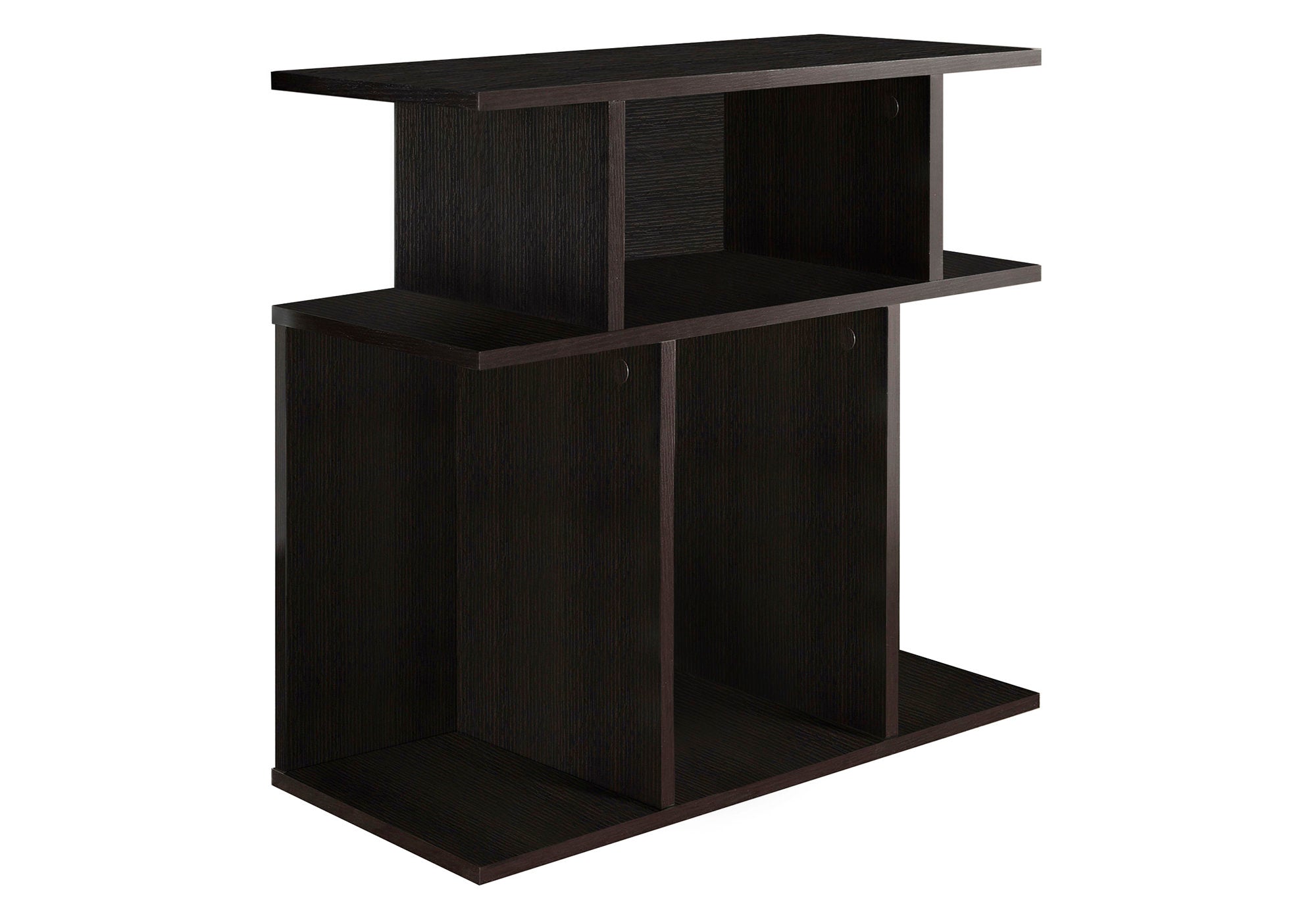 Espresso Contemporary Accent End side Table with Shelves