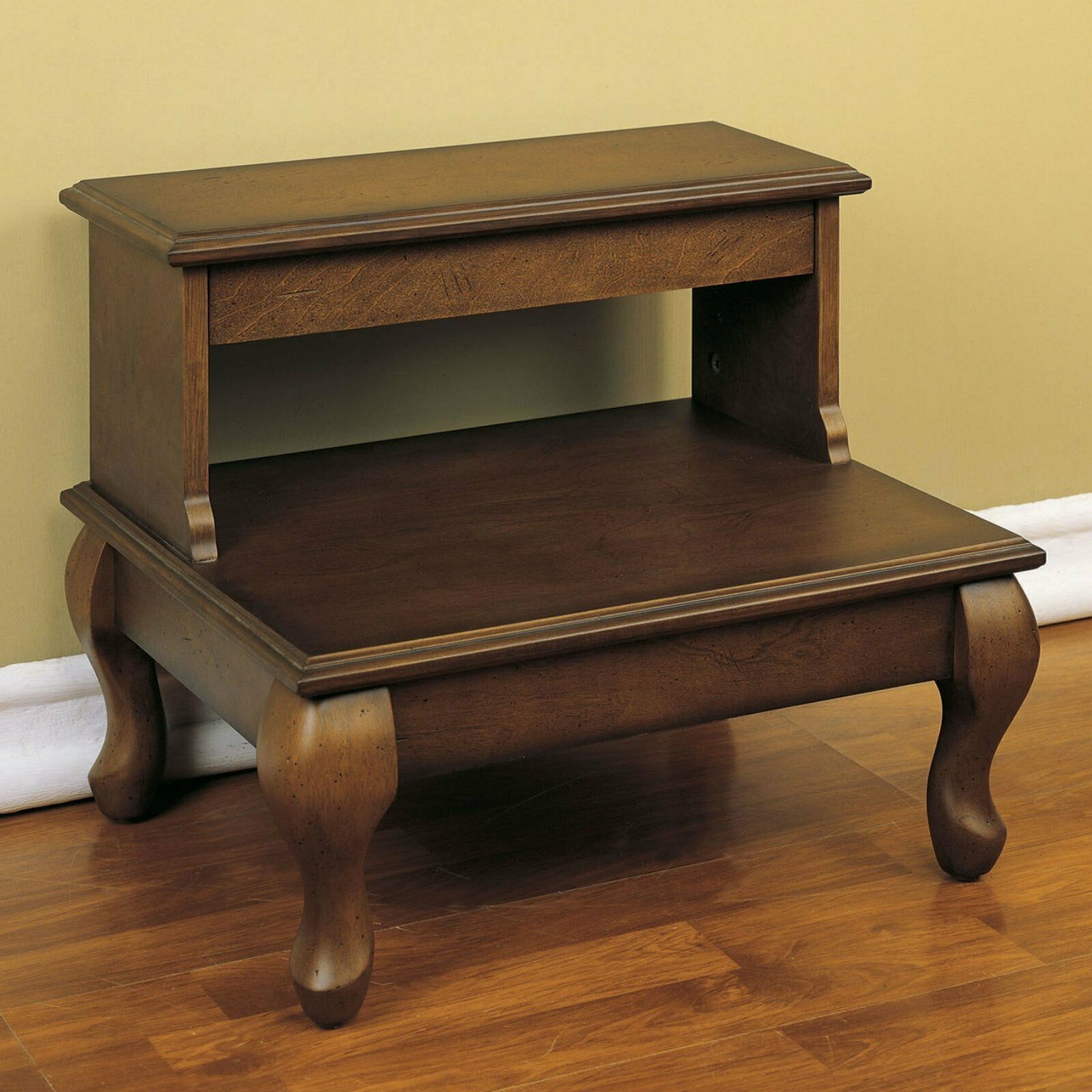 Powell Bed Steps Stool with Drawer, "Attic Cherry"