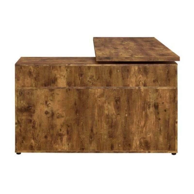 L-Shaped Home Office desk with Drawers and File Cabinet -Antique Nutmeg 804464