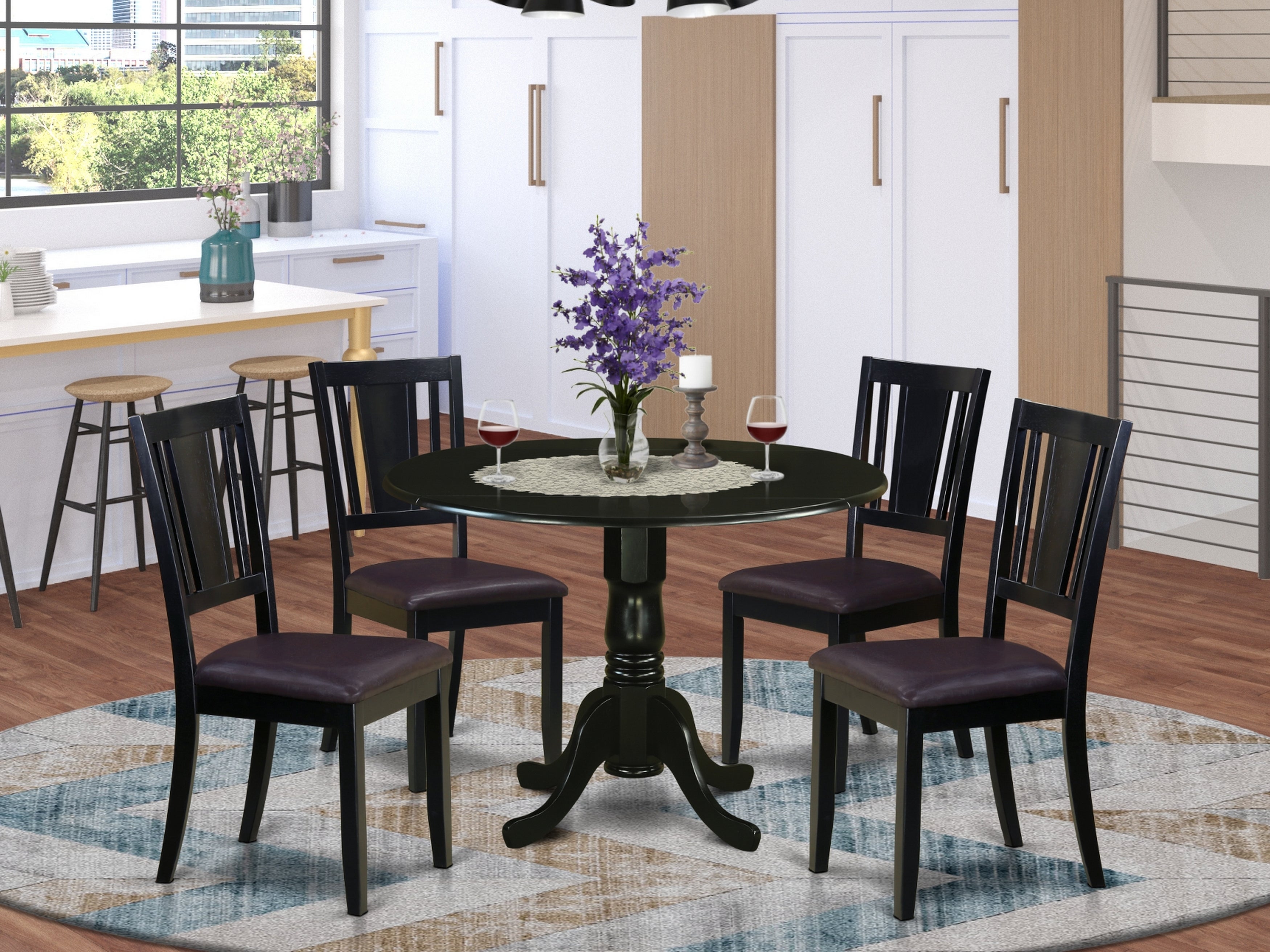 DLDU5-BLK-LC 5 Pc dinette set - Dining Table and 4 Dining Chairs