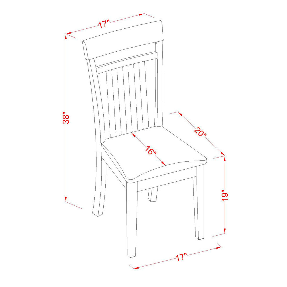 CAC-CAP-LC Capri slat back kitchen Chair with Leather Upholstered Seat
