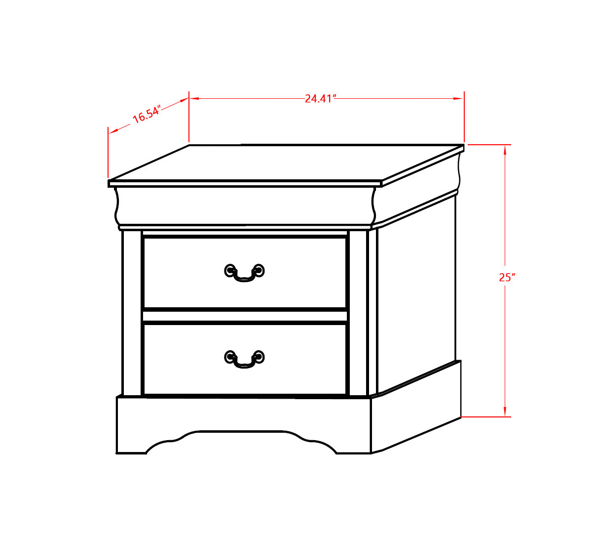 LPN-04 Louis Philippe Night Stand in Metallic Gold Finish