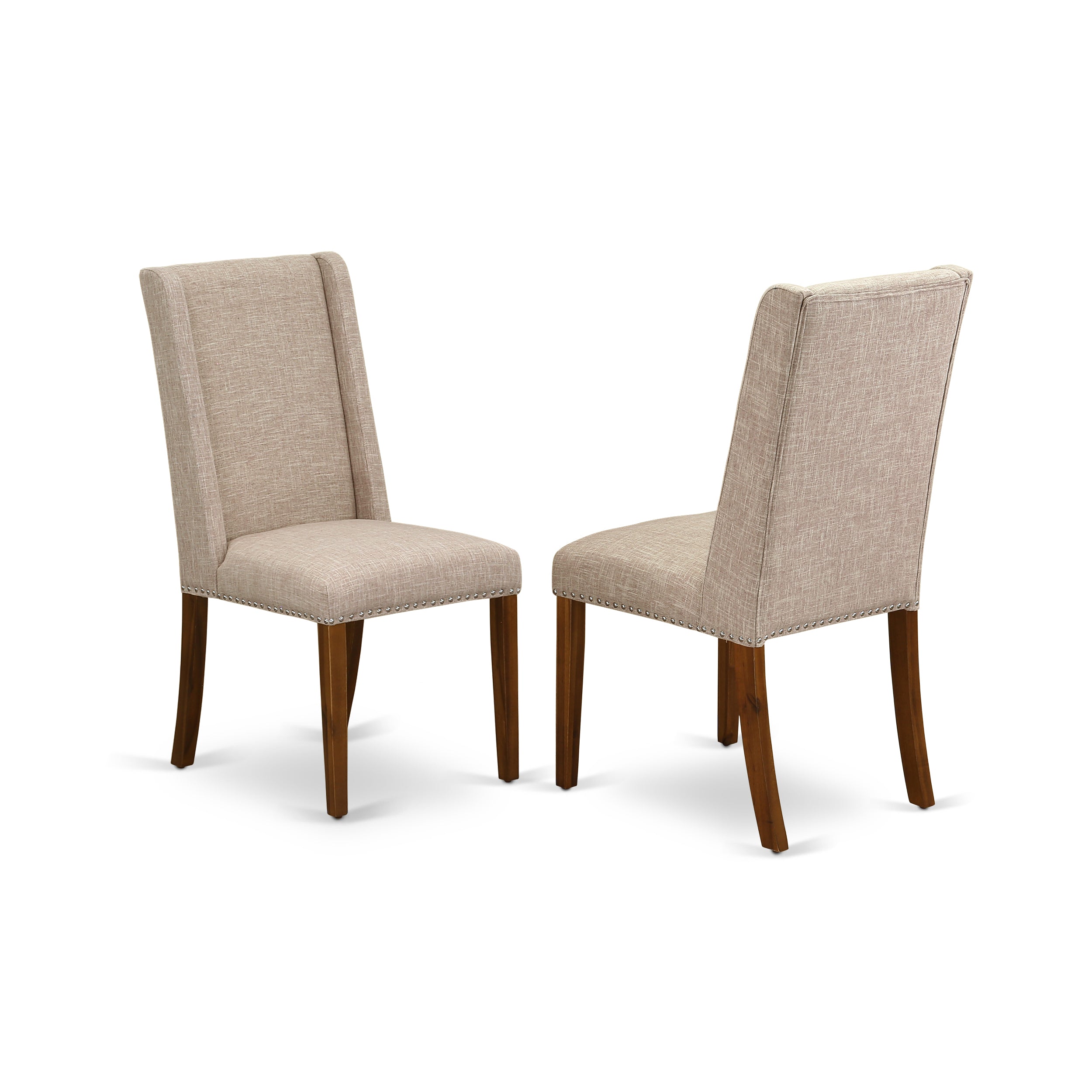 Florence Parson Chair with Antique Walnut 401 Finished Leg and Light Tan Fabric Color