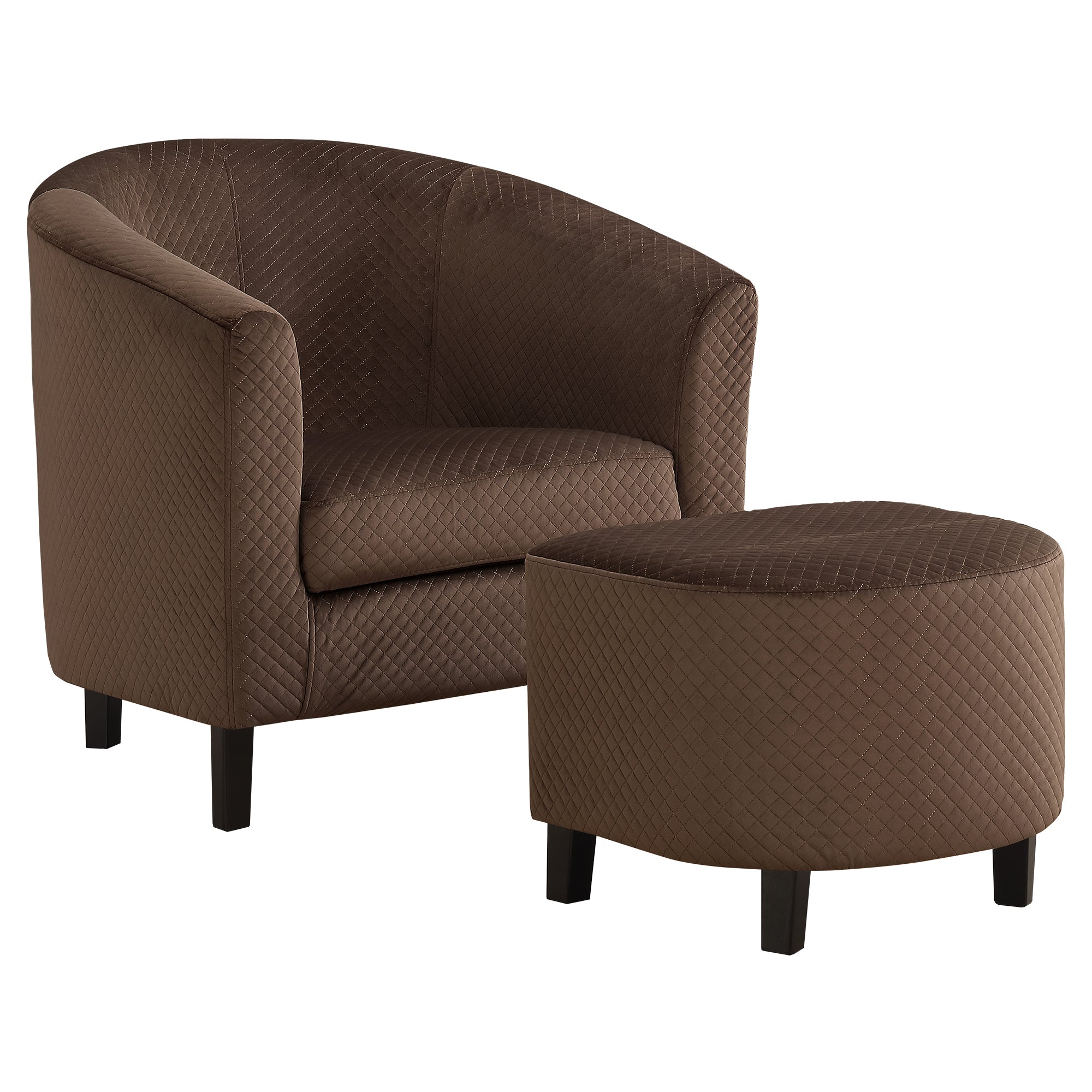 ACCENT CHAIR - 2PCS SET / DARK BROWN QUILTED FABRIC