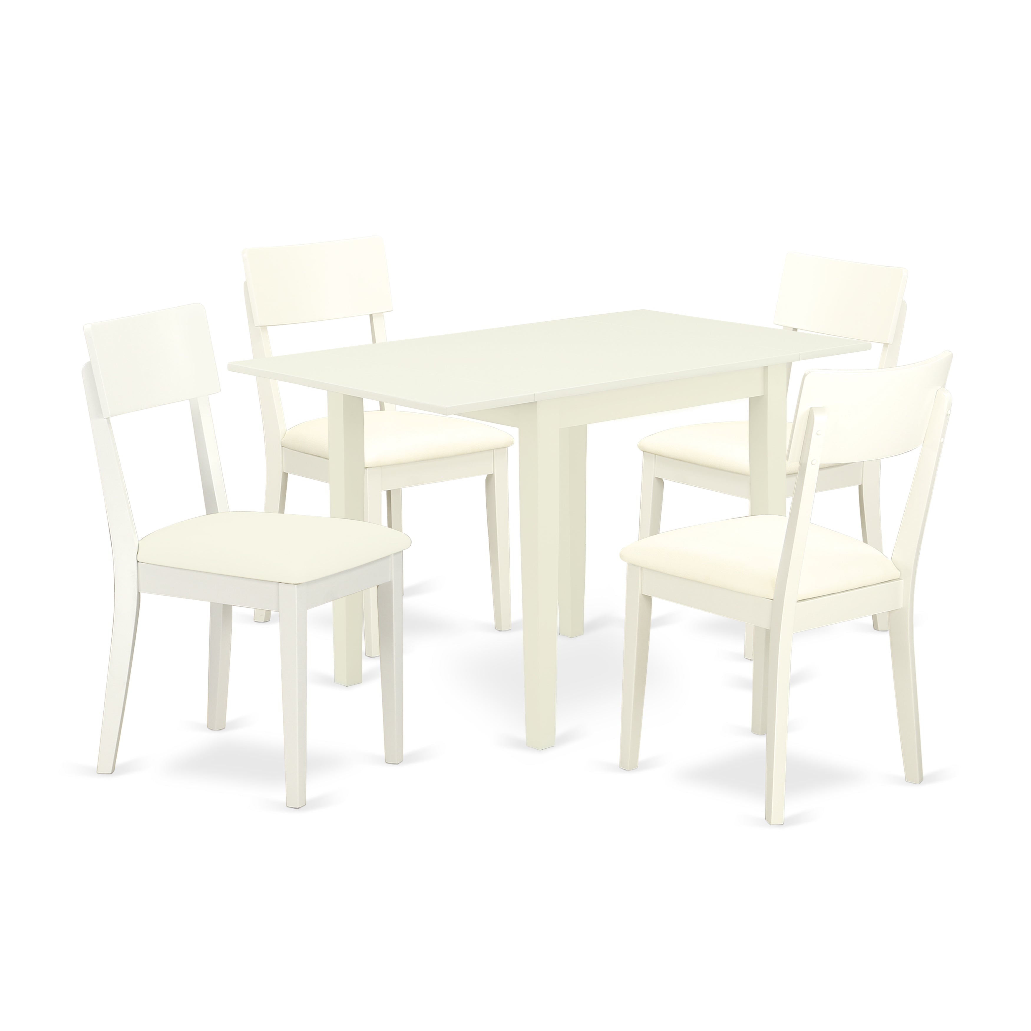 East West Furniture NDAD5-LWH-LC Modern Dining Table Set 5 Pc - 4 Dining Room Chairs and a Wooden Table - Linen White Finish Hardwood - Linen White Color Faux Leather