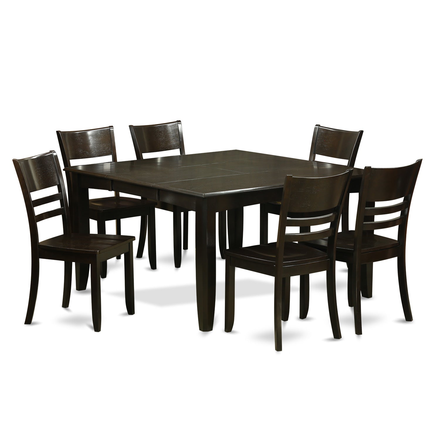 PFLY7-CAP-W 7 PC Dining set-Dining Table with Leaf and 6 Dinette Chairs.