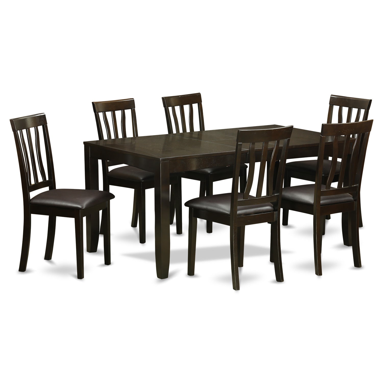 LYAN7-CAP-LC 7 PC Dining room set-Dining Table with Leaf and 6 Dining Chairs