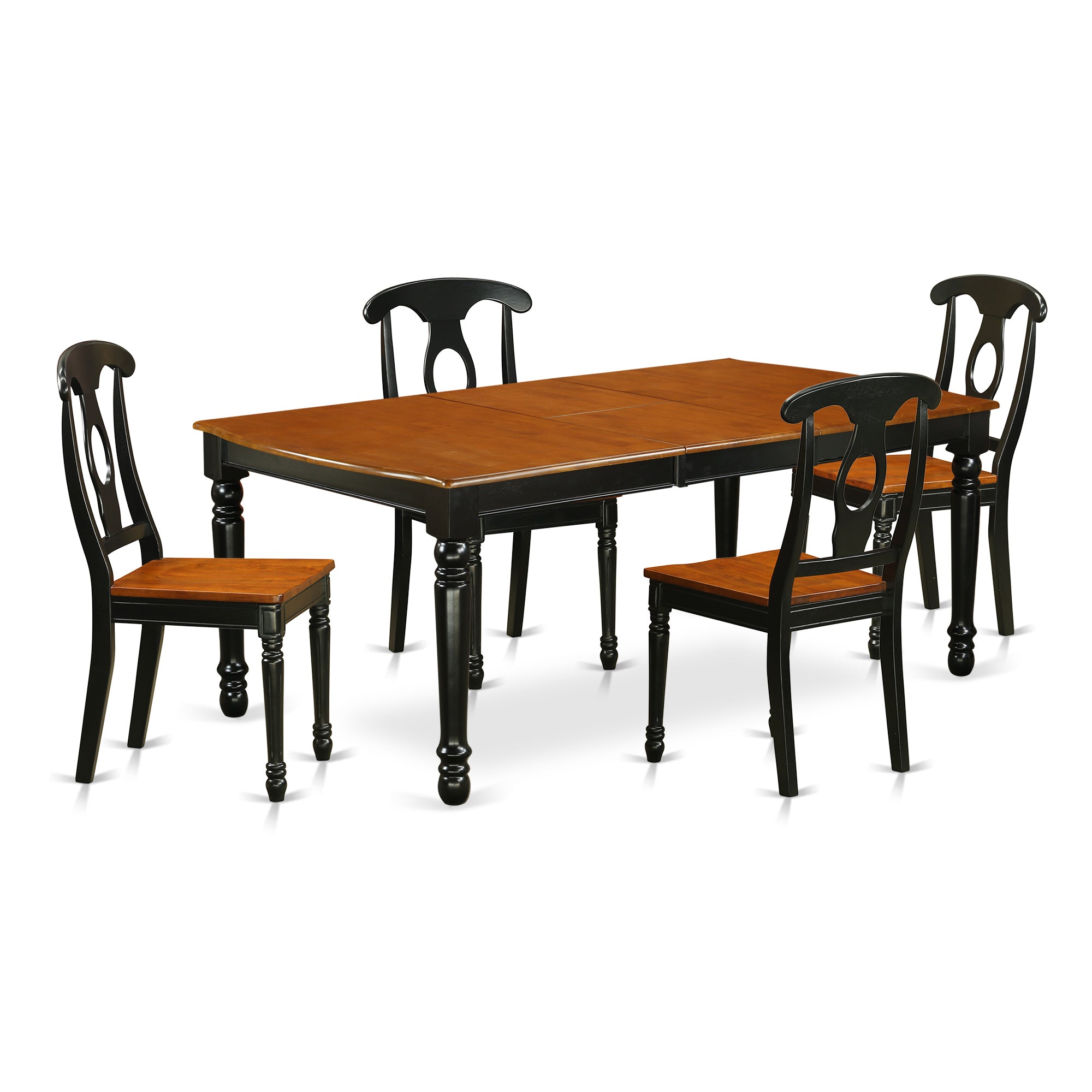 DOKE5-BCH-W 5 PC kitchen tables and chair set with one Dover dining table and 4 kitchen chairs in a Black and Cherry Finish