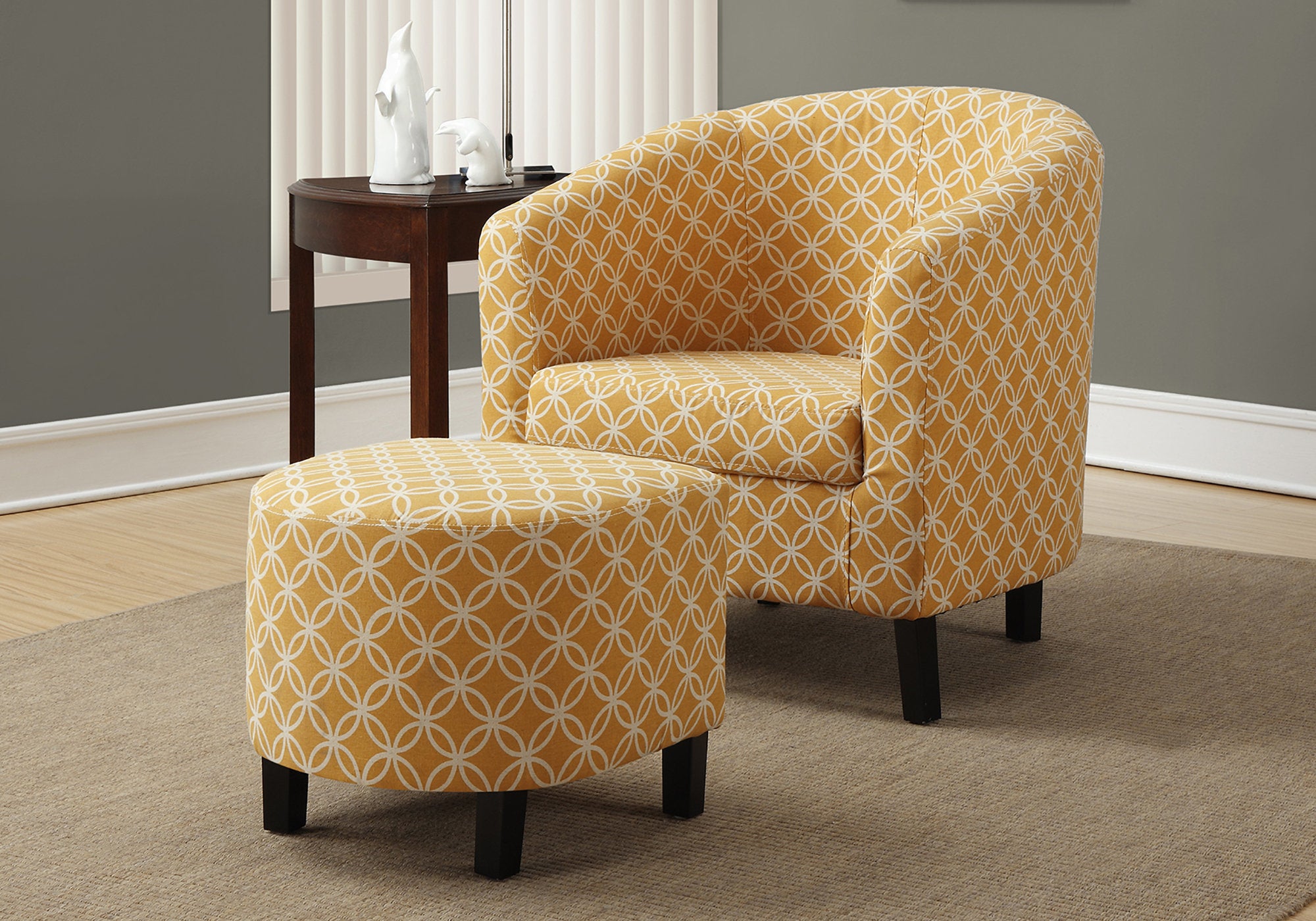 ACCENT CHAIR - 2PCS SET/ BURNT YELLOW " CIRCULAR "