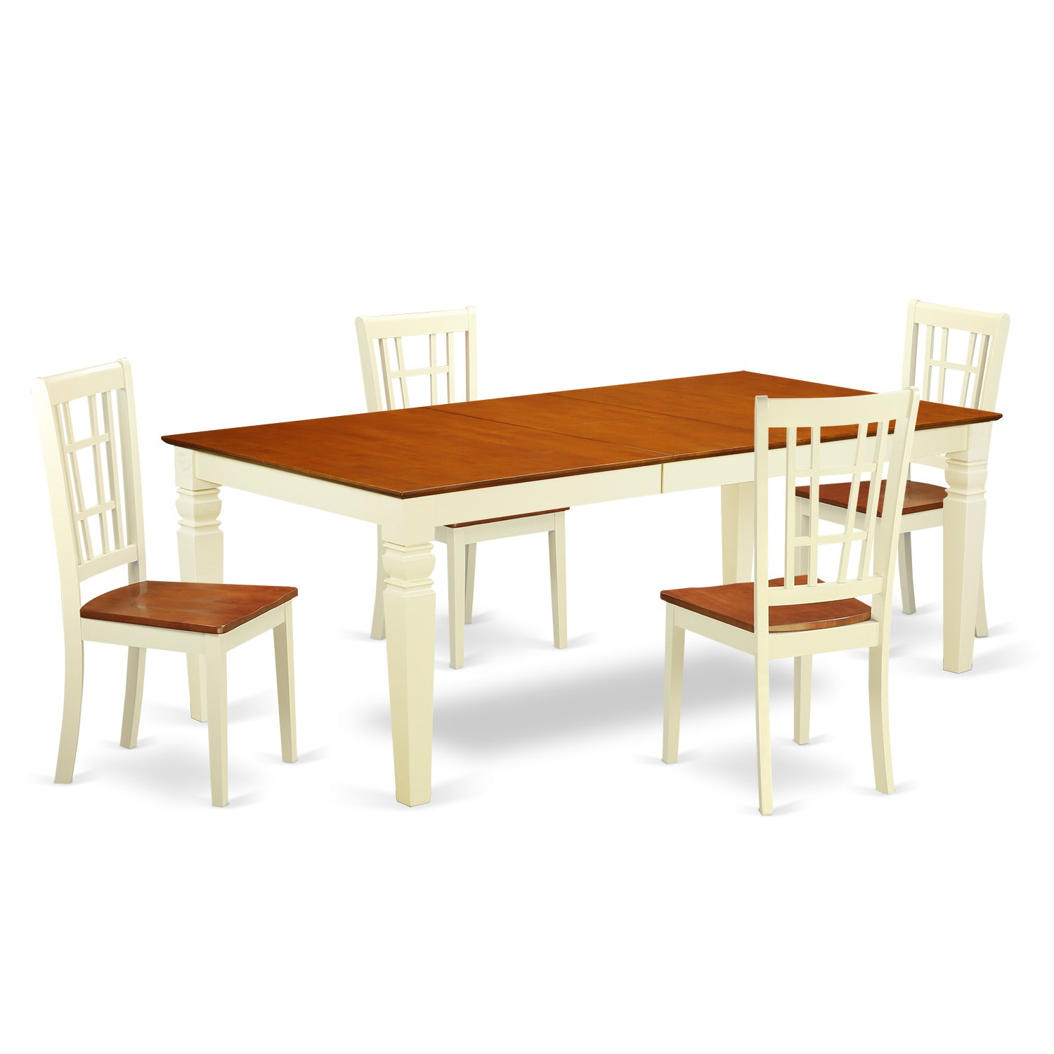 LGNI5-BMK-W 5 Pc dinette set with a Table and 4 Kitchen Chairs in Buttermilk and Cherry