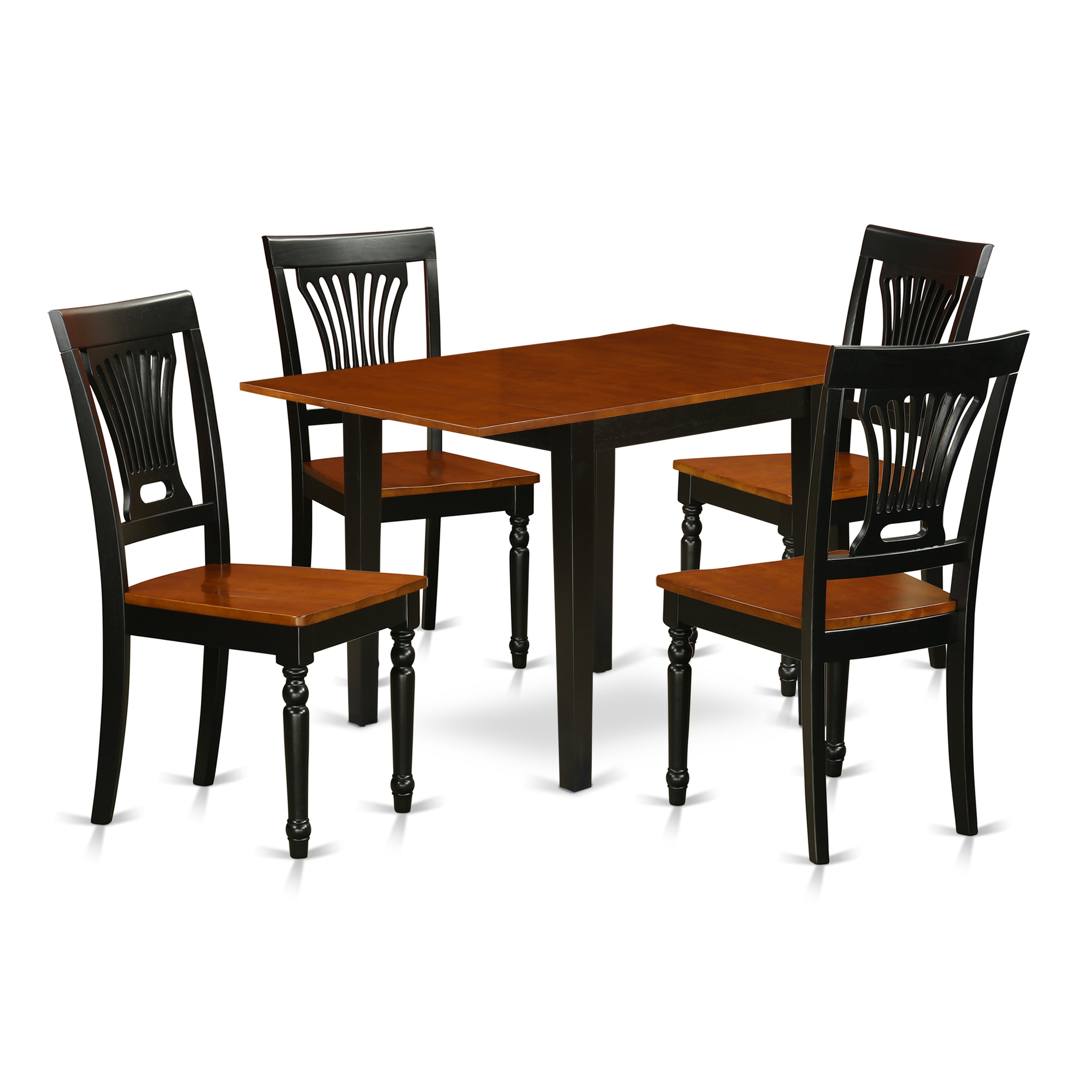 East West Furniture NDPL5-BCH-W, 5Pc Dinette Set Includes a Rectangular Table and 4 Dining Room Chair with Solid Wood Seat and Panel Back, Black and Cherry Finish