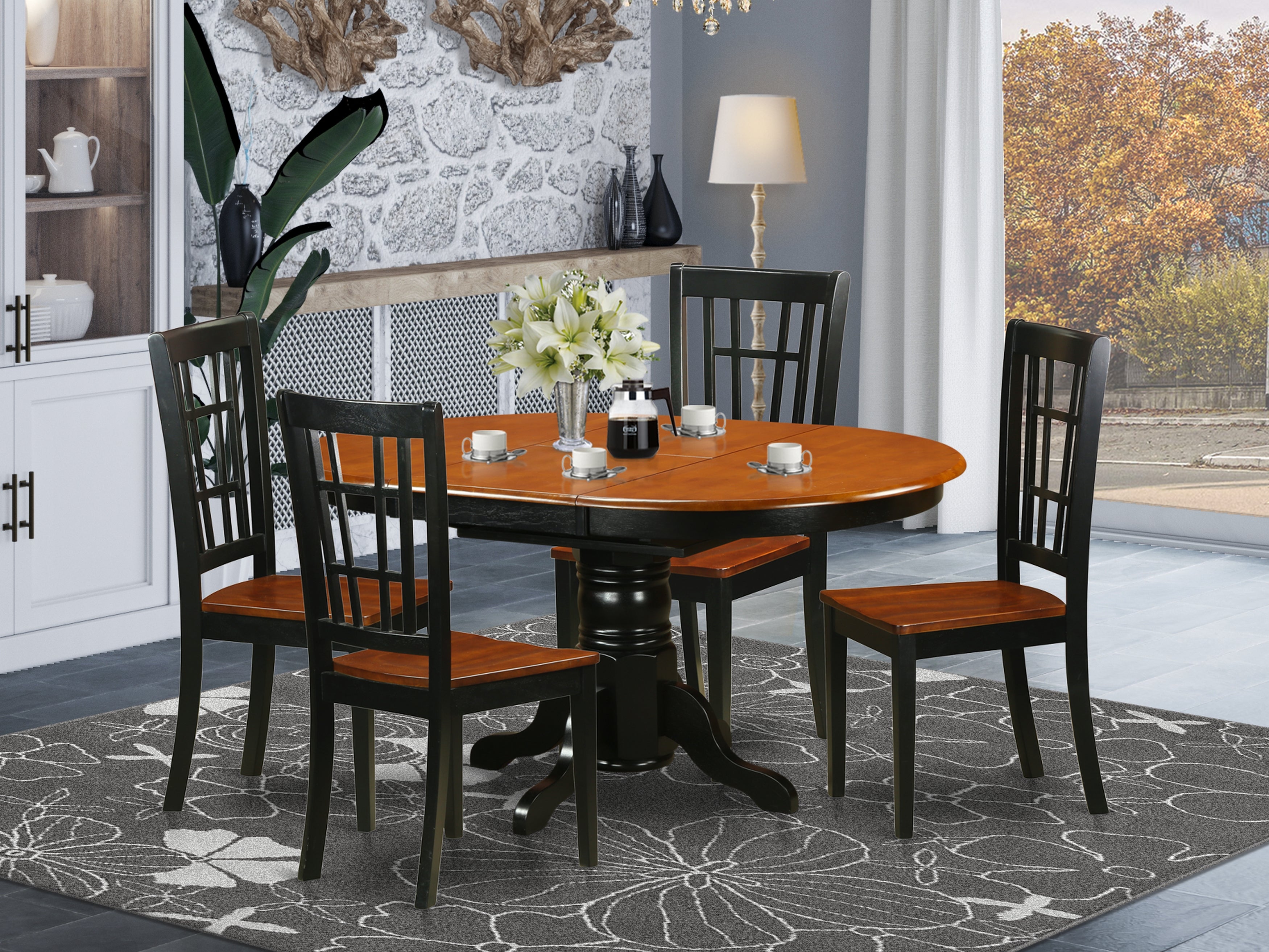 KENI5-BCH-W 5 PC Kitchen Table set-Dining Table and 4 Wooden Kitchen Chairs