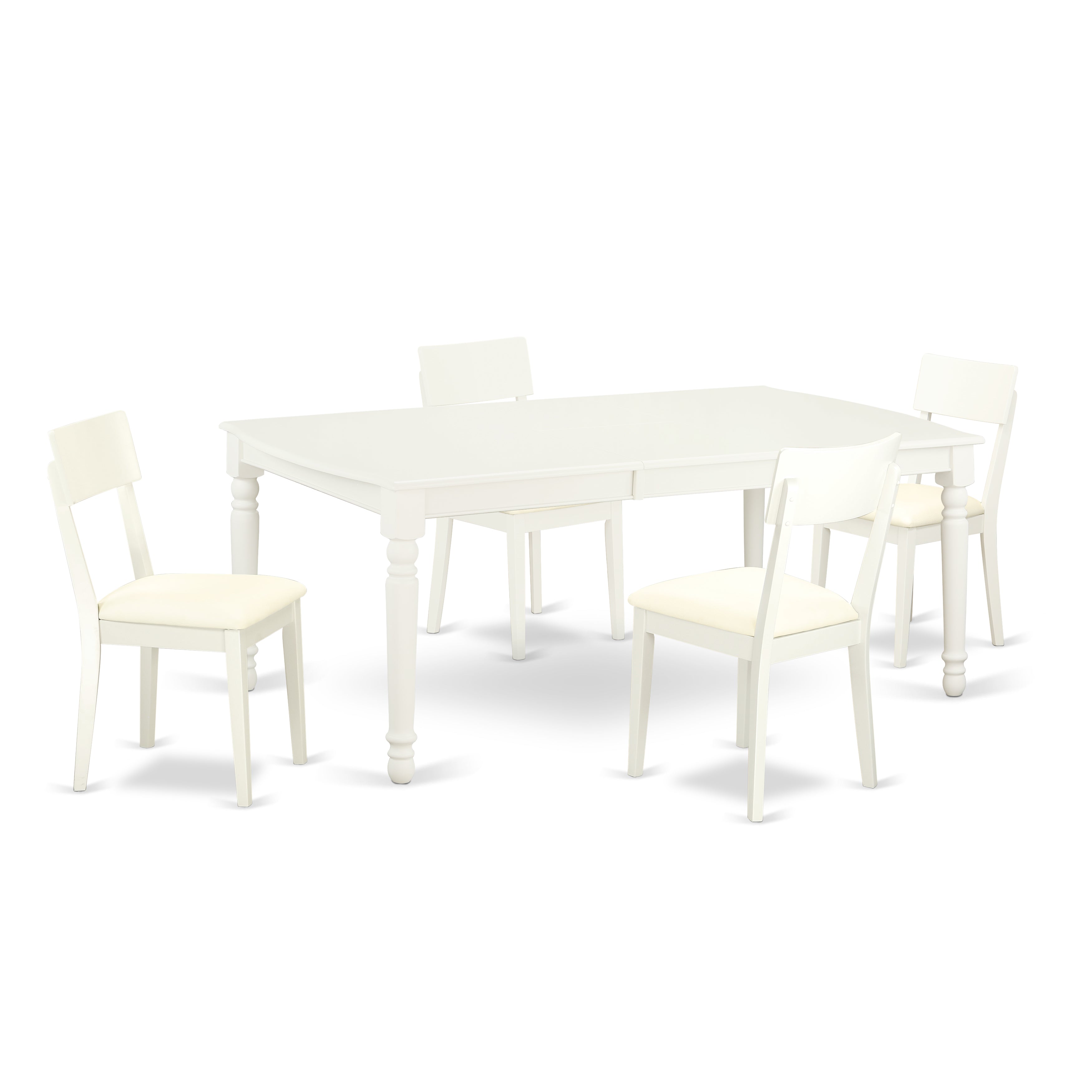 DOAD5-LWH-LC 5 PC kitchen tables and chair set with one Dover dining table and 4 kitchen chairs in a Linen White Finish