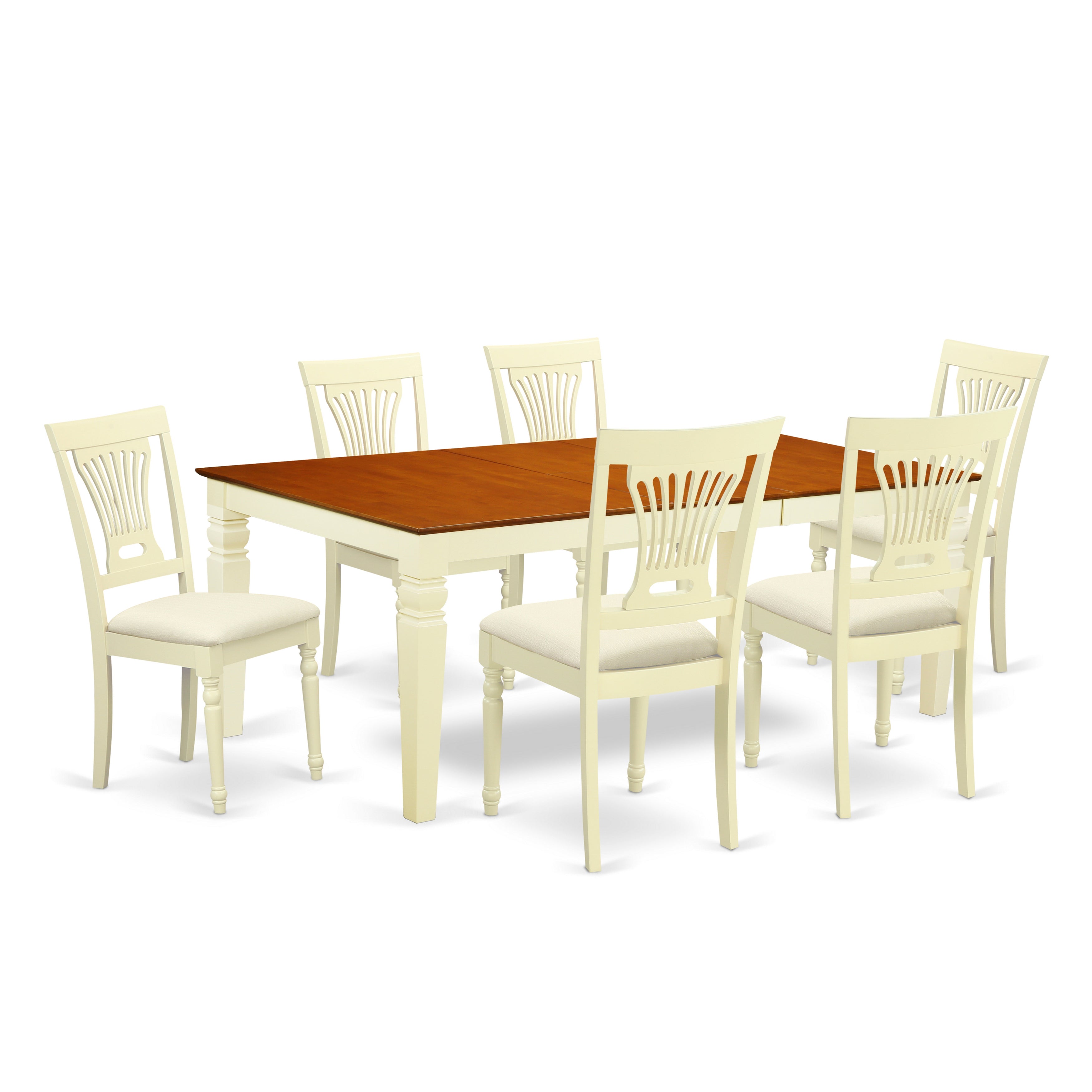 LGPL7-BMK-C 7 PC Kitchen Tables and chair set with a Table and 6 Dining Chairs in Buttermilk and Cherry