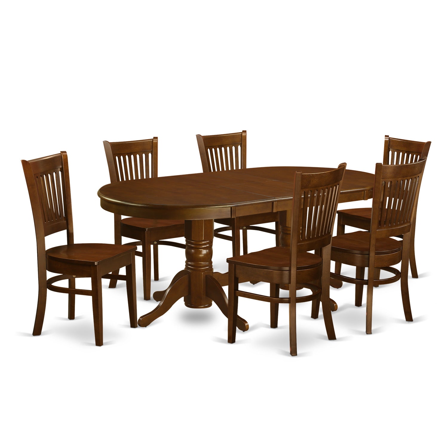 VANC7-ESP-W 7 Pc Dining room set Table with Leaf and 6 Kitchen Dining Chairs