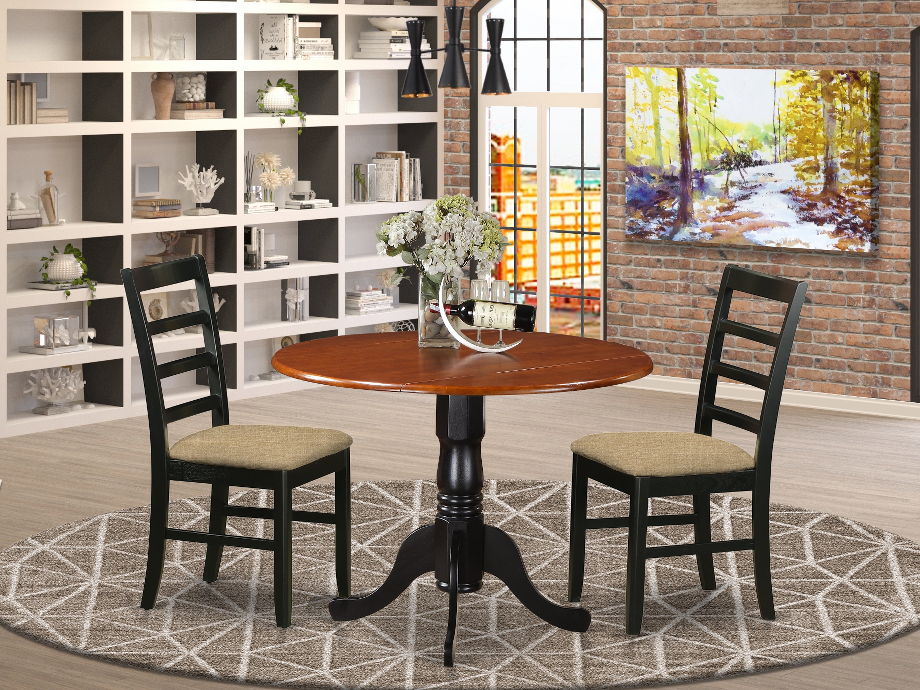DLPF3-BCH-C 3 PC Kitchen Table set-Dining Table and 2 Microfiber Kitchen Chairs