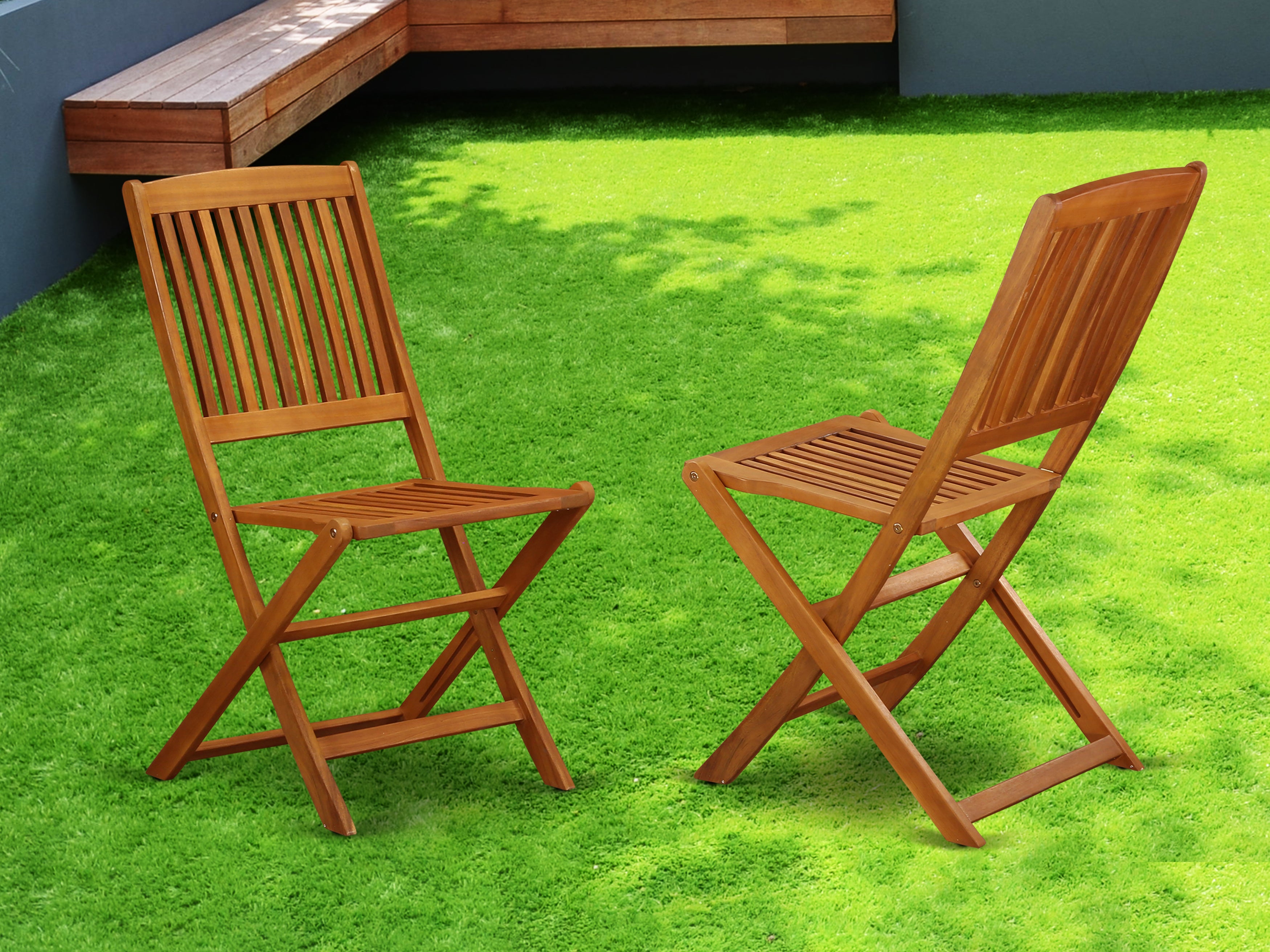 Cameron Patio Folding Chairs in Natural Oil (Set of 2)