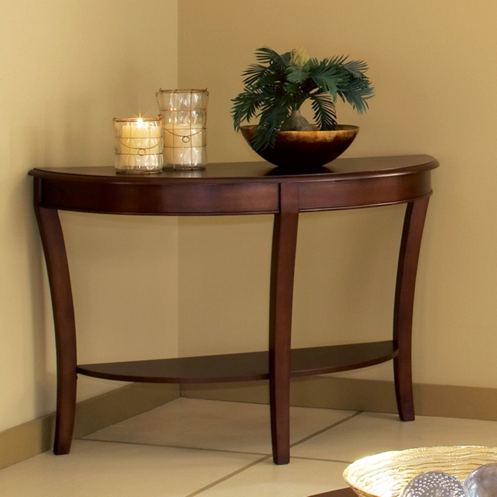 Semicircle Cherry Finish Sofa table